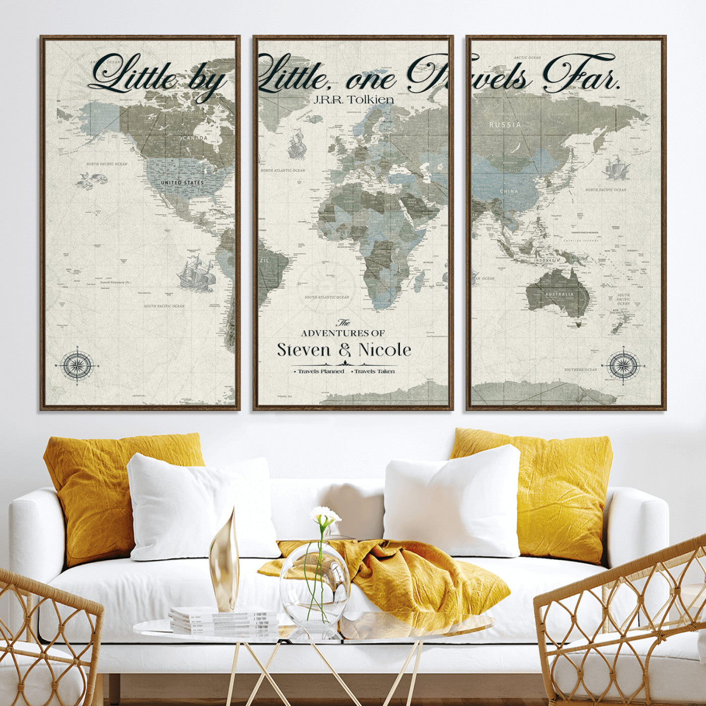 72081300-MGV-CV-36X24-Custom Push Pin World Map Wall Canvas Print – Personalized Travel Tracker with Pins – Framed Large Multi-Size Canvas for Home Office Decor