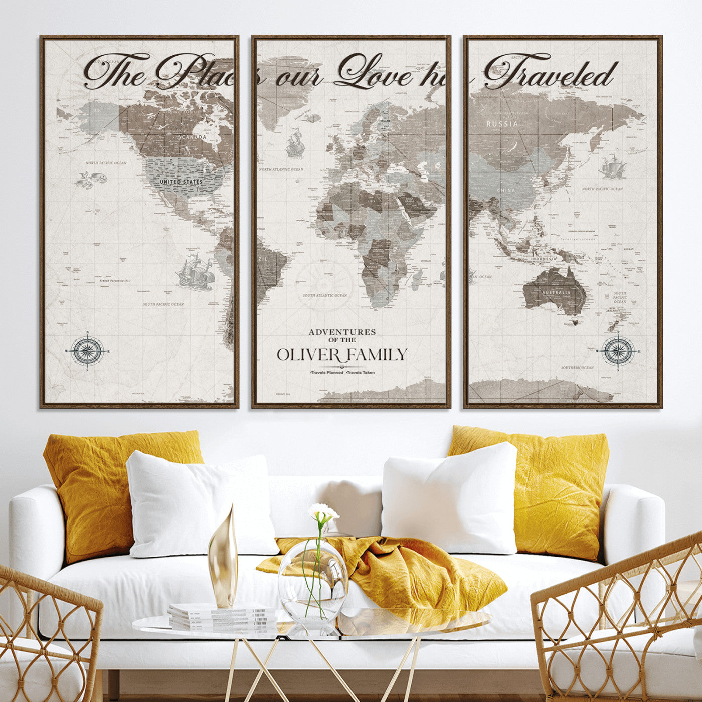 88245481-MGV-CV-36X24-Custom Push Pin World Map Wall Canvas Print – Personalized Travel Tracker with Pins – Framed Large Multi-Size Canvas for Home Office Decor