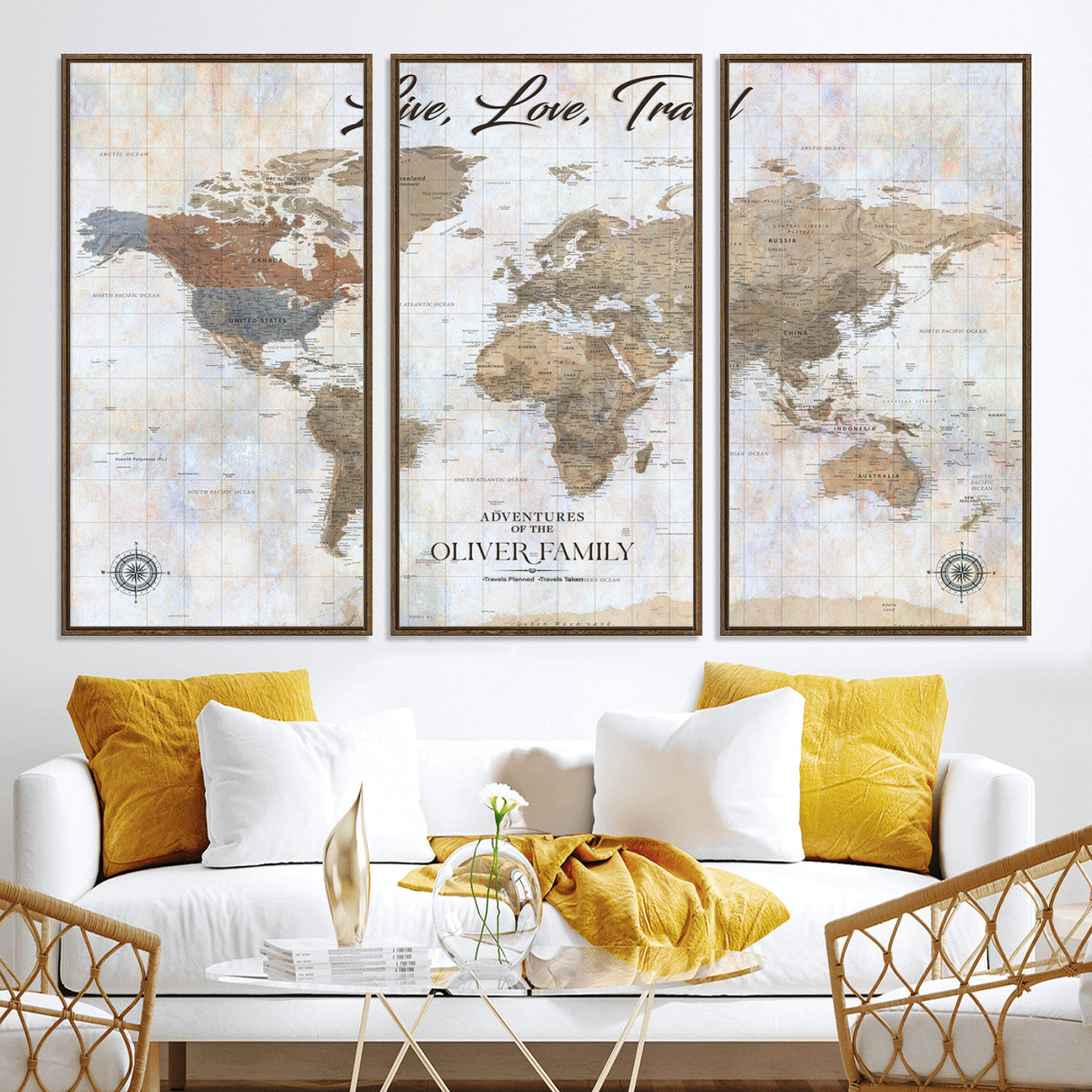 76256172-MGV-CV-36X24-Custom Push Pin World Map Wall Canvas Print – Personalized Travel Tracker with Pins – Framed Large Multi-Size Canvas for Home Office Decor