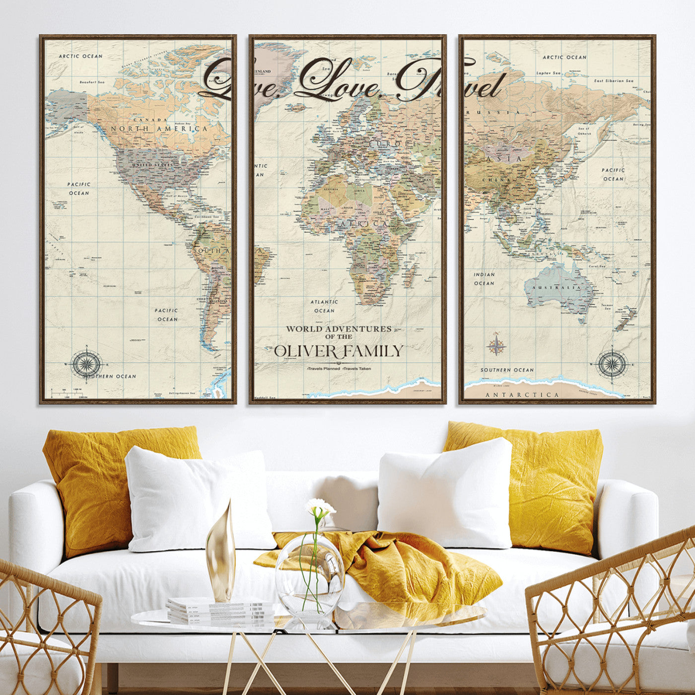 49563244-MGV-CV-36X24-Custom Push Pin World Map Wall Canvas Print – Personalized Travel Tracker with Pins – Framed Large Multi-Size Canvas for Home Office Decor