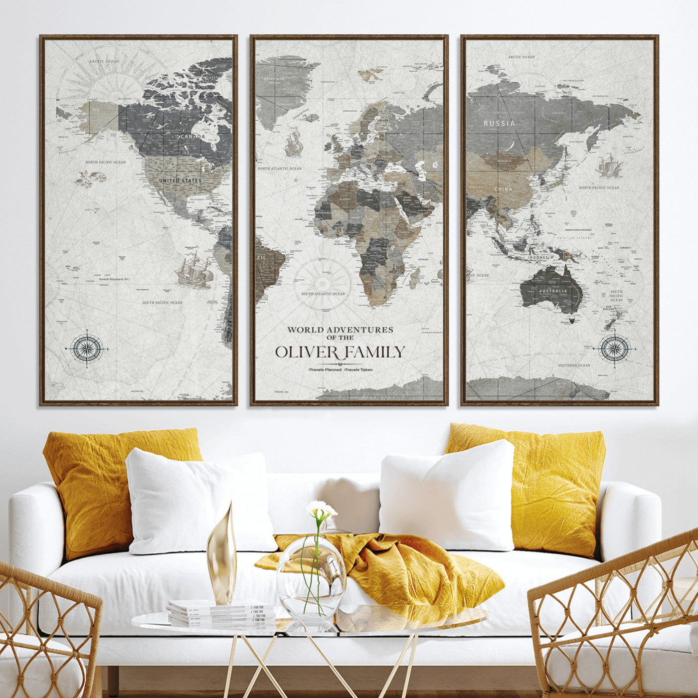 24596128-MGV-CV-36X24-Custom Push Pin World Map Wall Canvas Print – Personalized Travel Tracker with Pins – Framed Large Multi-Size Canvas for Home Office Decor