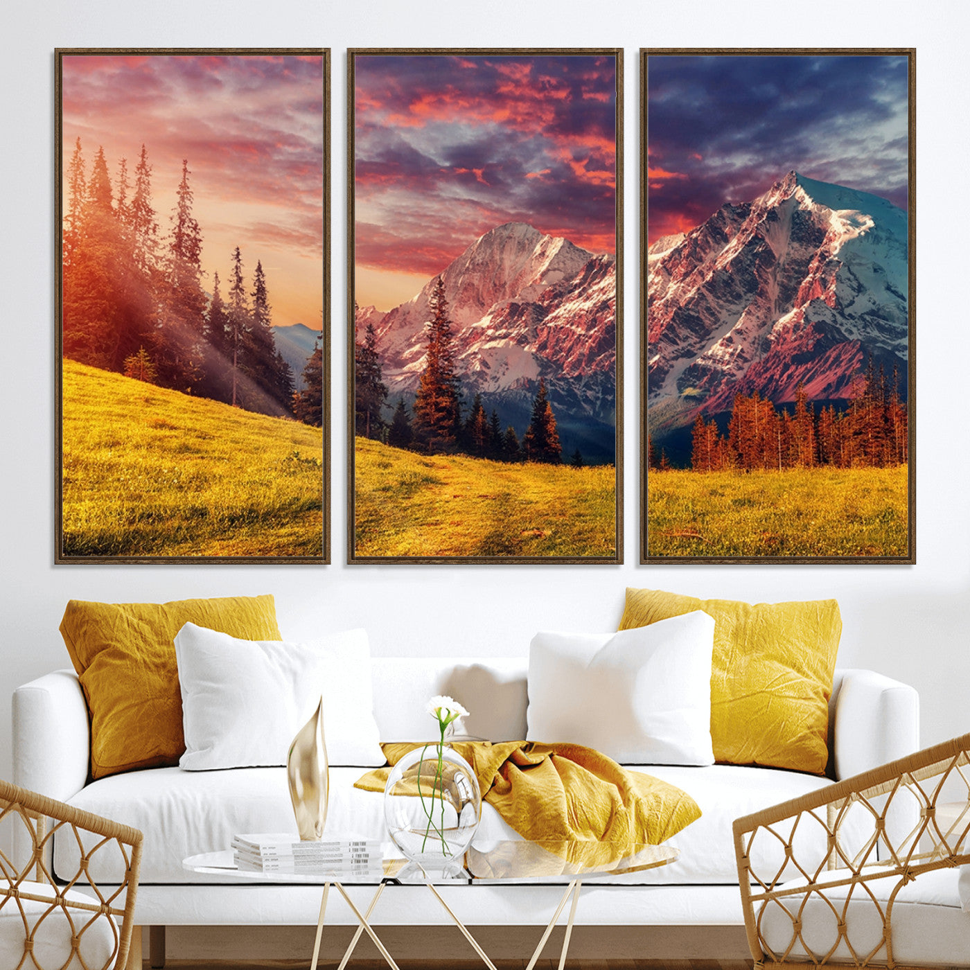 48448-MGV-CV-36X24-Mountain and Daylight Red Sunset Wall Art Canvas Print