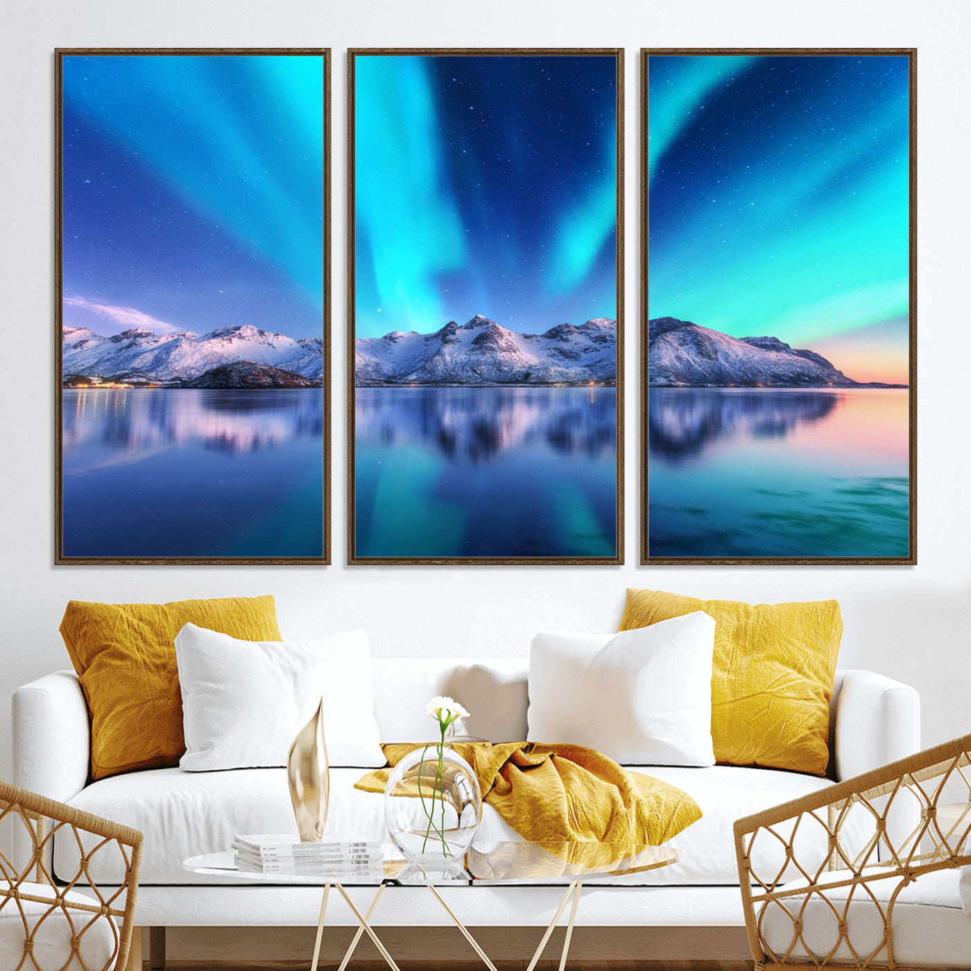 49902-MGV-CV-36X24-Northern Lights above Mountain Wall Art, Northern Lights Wall Art Canvas Print