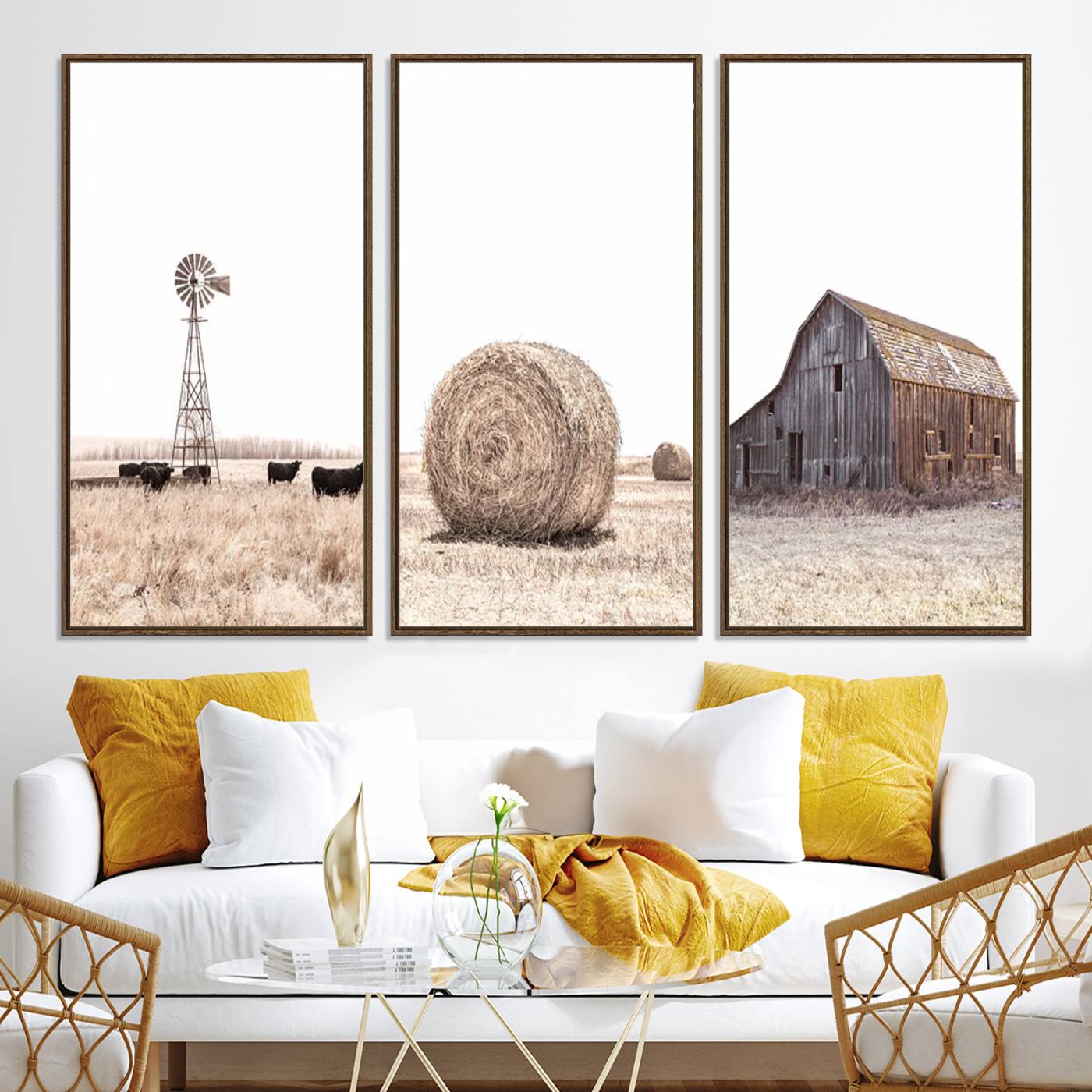 30918-MGV-CV-60X30-3P-Farm Prints Set, Set of 6 Farmhouse Wall Art, Country House Decor, Barn Print, Wheat Print, Farmhouse Wall Art, Gallery Wall Art, Farm Print