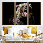 17625-MGV-CV-36X24-Grizzly Bear Canvas Print | Wildlife Wall Art for Cabin Decor | Ready to Hang Framed