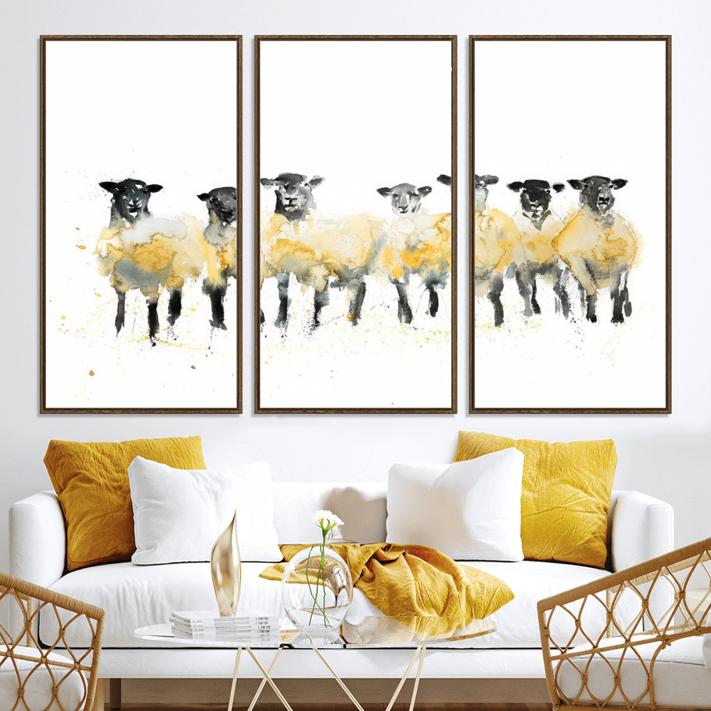 72612-MGV-CV-36X24-Farmhouse Wall Art Sheep Print | Ready to Hang Framed Canvas | Rustic Barn Decor
