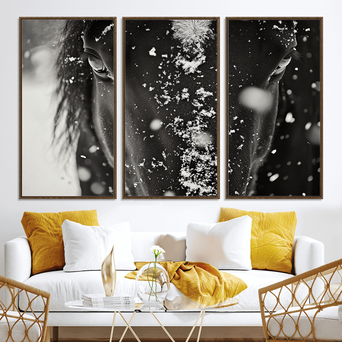 73281-MGV-CV-36X24-Winter Horse Snow Wall Art Canvas Print