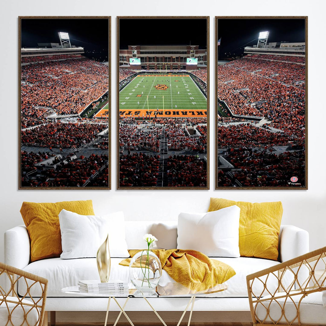Oklahoma State Cowboys Canvas Print, Football Team Print - Stillwater Boone Pickens Stadium Wall Art Canvas Print