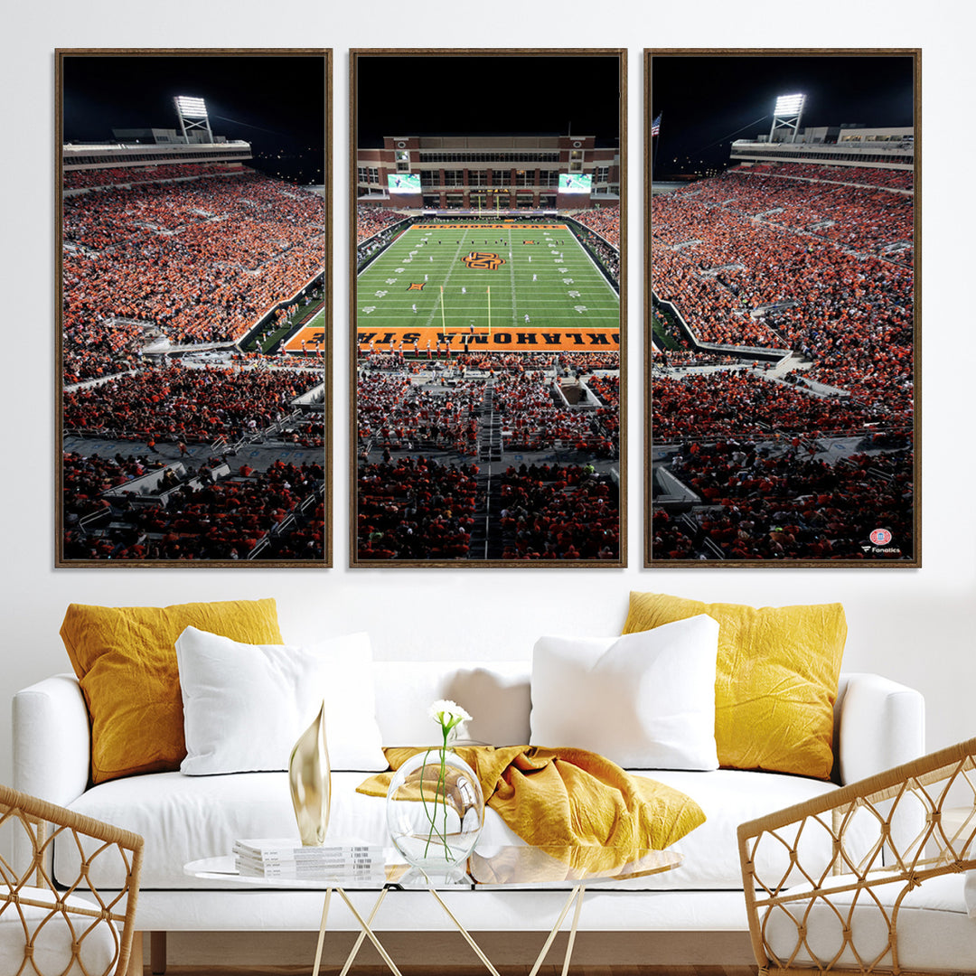 Oklahoma State Cowboys Football Team Print - Stillwater Boone Pickens Stadium Wall Art Canvas Print