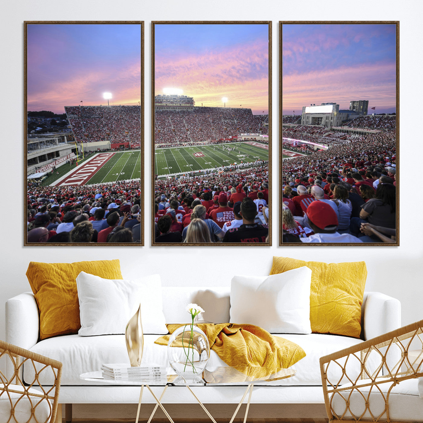 13046-MGV-CV-36X24-Indiana University Hoosiers Football Team Print - Bloomington Memorial Stadium Wall Art Canvas Print
