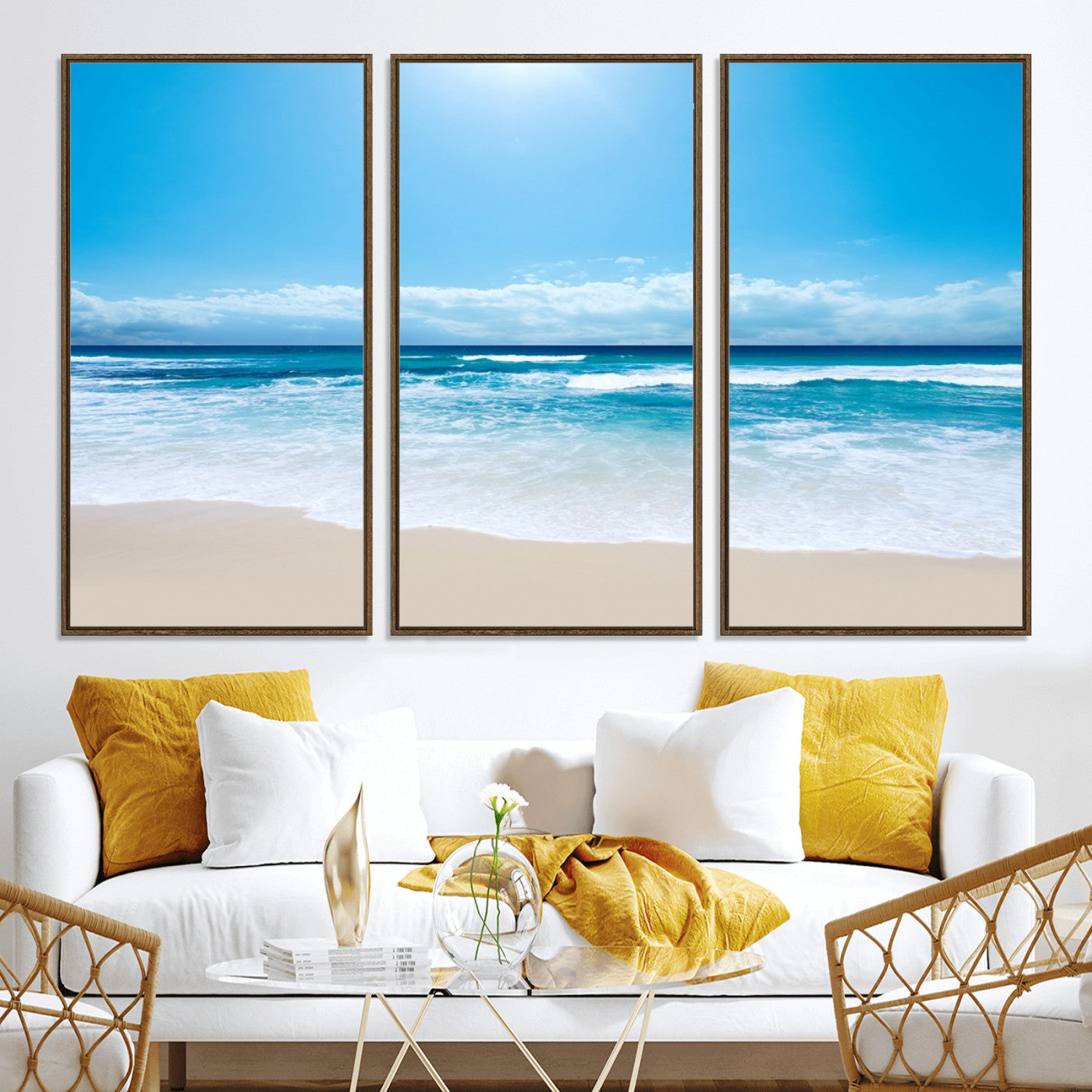 45929-MGV-CV-36X24-Wall Art Canvas Print Shiny Blue Sea and Beach