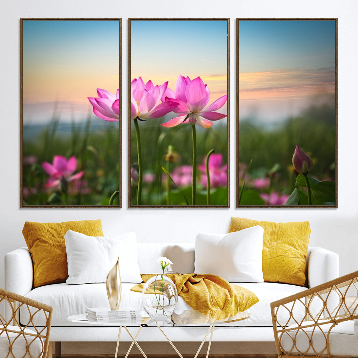 64234-MGV-CV-36X24-Pink Flower on the Mountain Canvas Print, Framed Pink Flower Canvas Wall Art