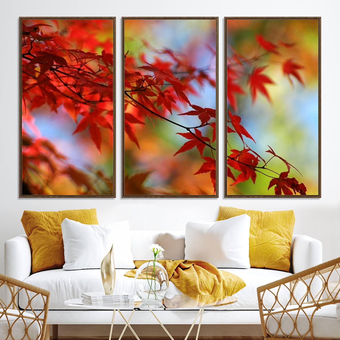 68946-MGV-CV-36X24-Red Leaves Autumn Forest Wall Art Canvas, Red Leaves Autumn Forest Canvas Print