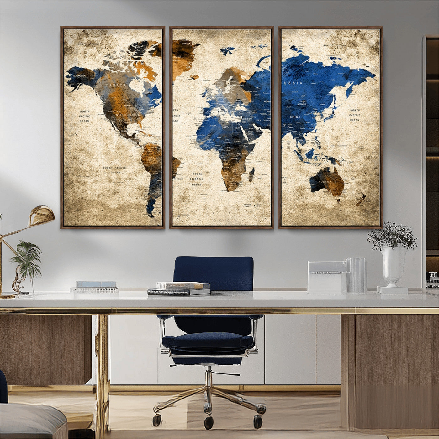 MGV-FC-48X32-3P - Push Pin World Map Canvas Print – Framed Wall Art for Couples to Track Their Travels – Anniversary