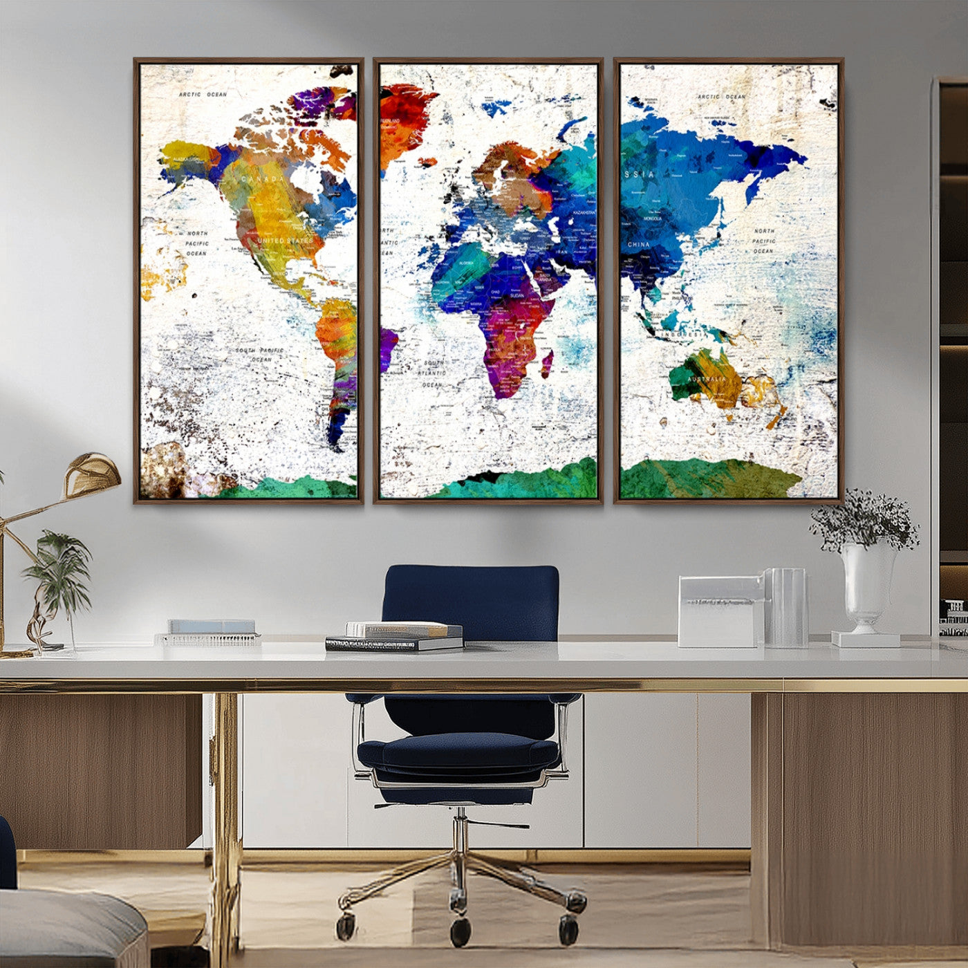 MGV-FC-48X32-3P - Push Pin World Map Canvas Print – Framed Wall Art for Couples to Track Their Travels – Anniversary