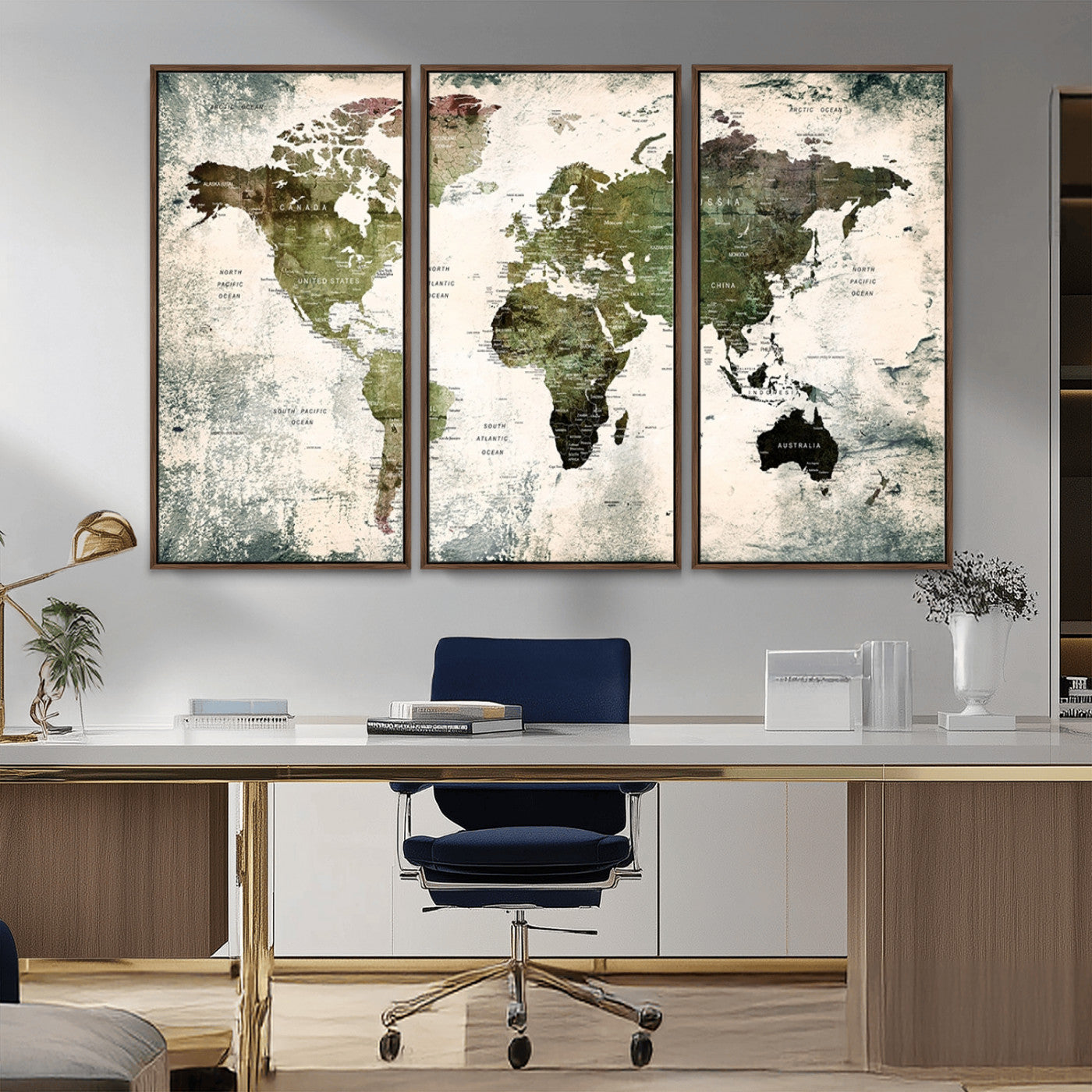 MGV-FC-48X32-3P - Push Pin World Map Canvas Print – Framed Wall Art for Couples to Track Their Travels – Anniversary