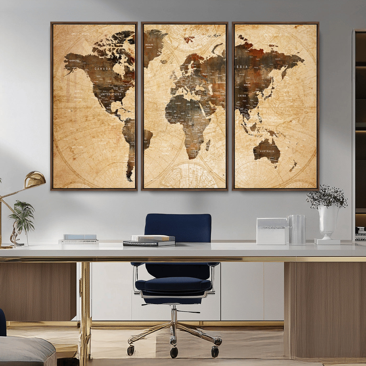 MGV-FC-48X32-3P - Push Pin World Map Canvas Print – Framed Wall Art for Couples to Track Their Travels – Anniversary