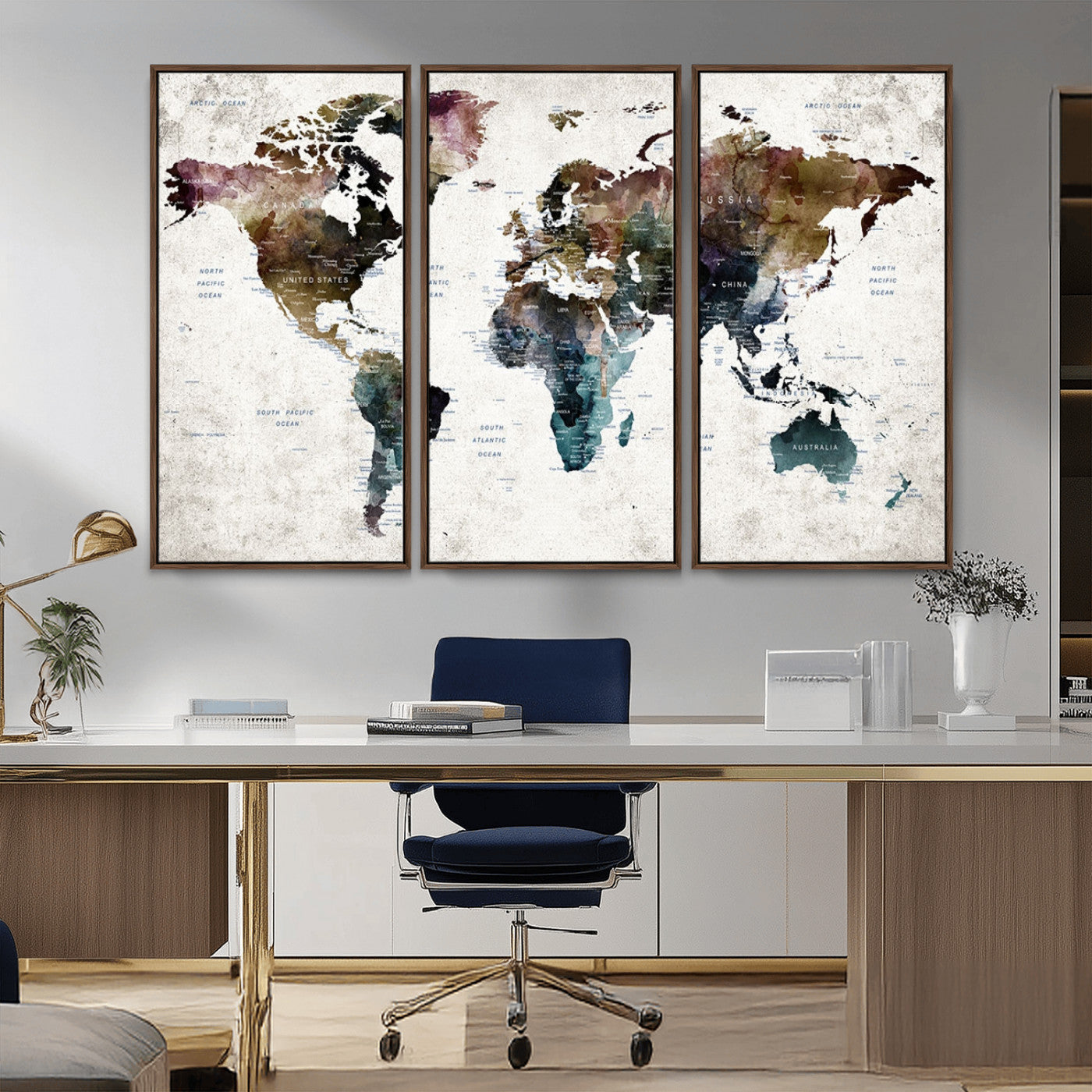 MGV-FC-48X32-3P - Push Pin World Map Canvas Print – Framed Wall Art for Couples to Track Their Travels – Anniversary