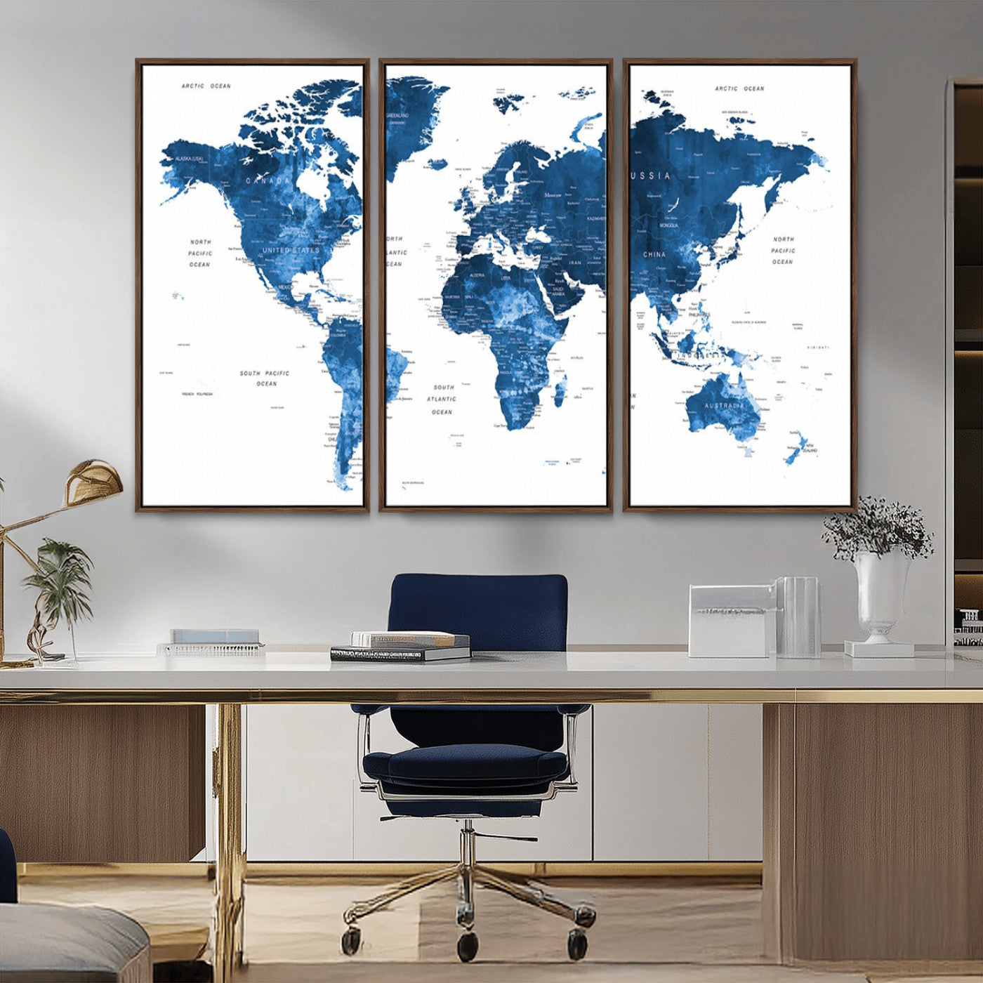 MGV-FC-48X32-3P - Push Pin World Map Canvas Print – Framed Wall Art for Couples to Track Their Travels – Anniversary