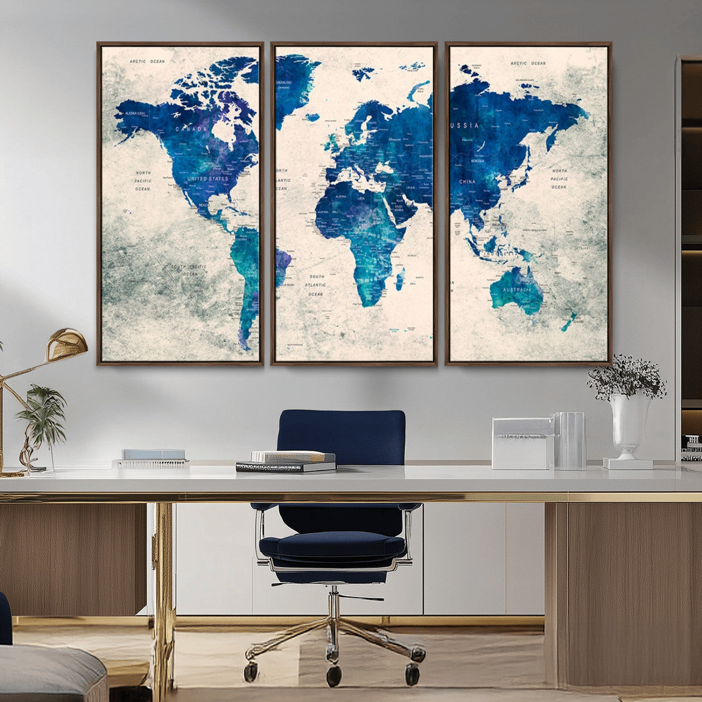 MGV-FC-48X32-3P - Push Pin World Map Canvas Print – Framed Wall Art for Couples to Track Their Travels – Anniversary