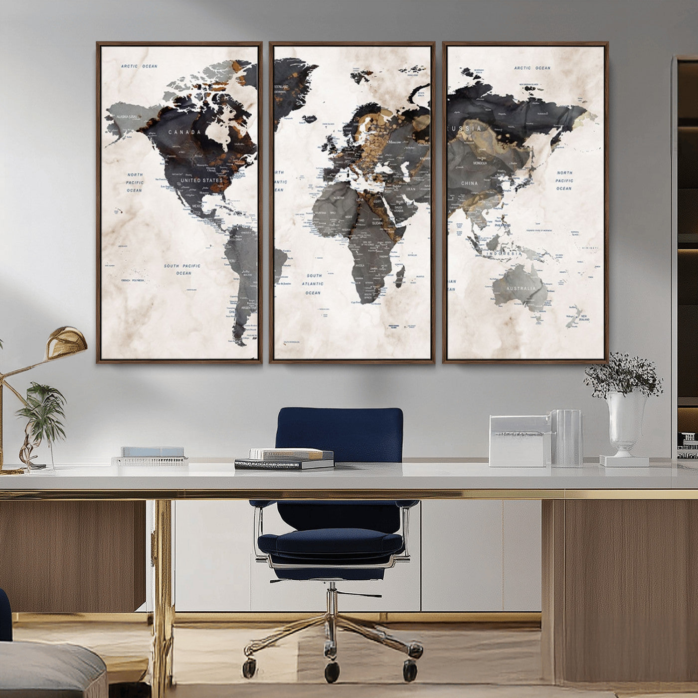 MGV-FC-48X32-3P - Push Pin World Map Canvas Print – Framed Wall Art for Couples to Track Their Travels – Anniversary