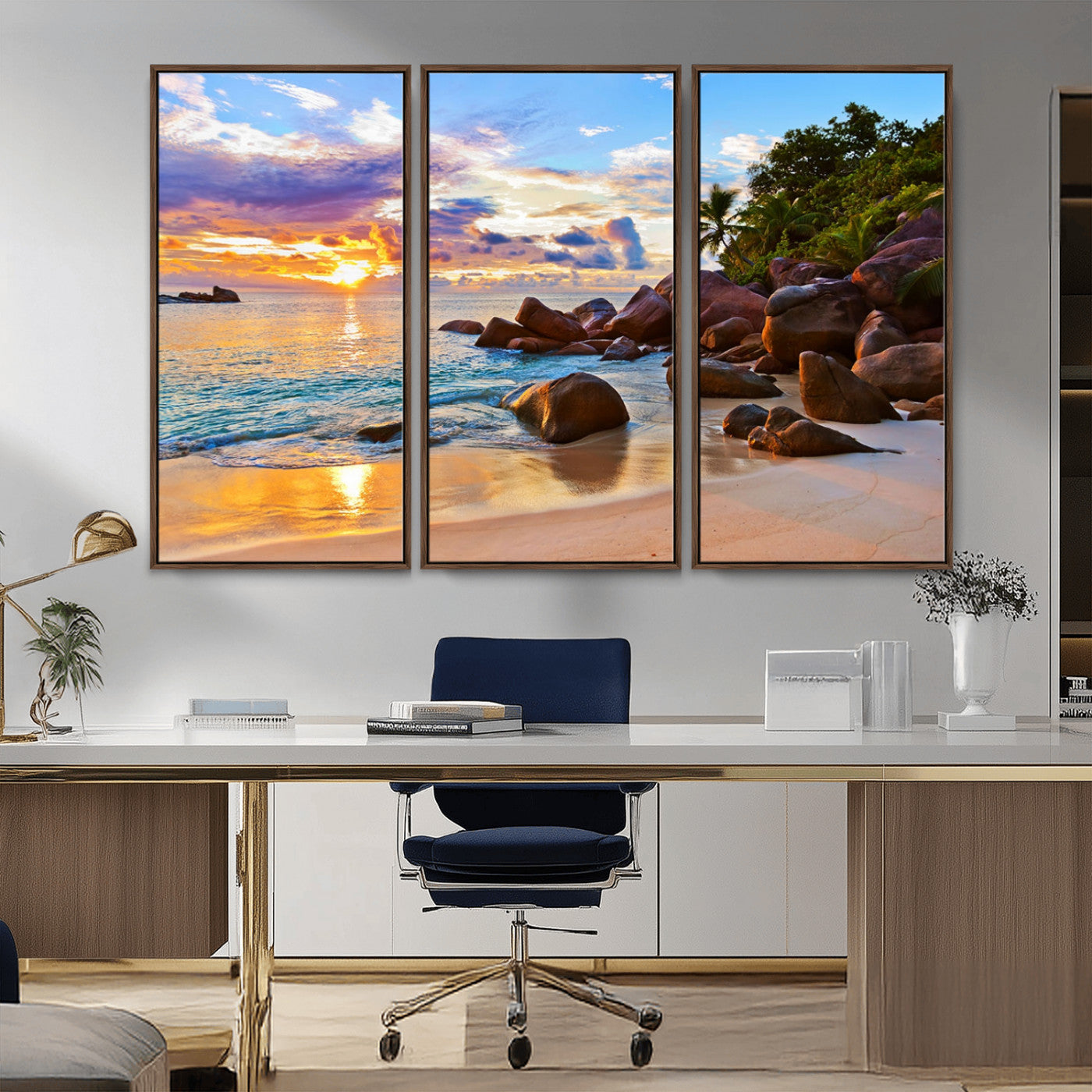 MGV-FC-48X32-3P - Tropical Island Beach Sunset Canvas Print