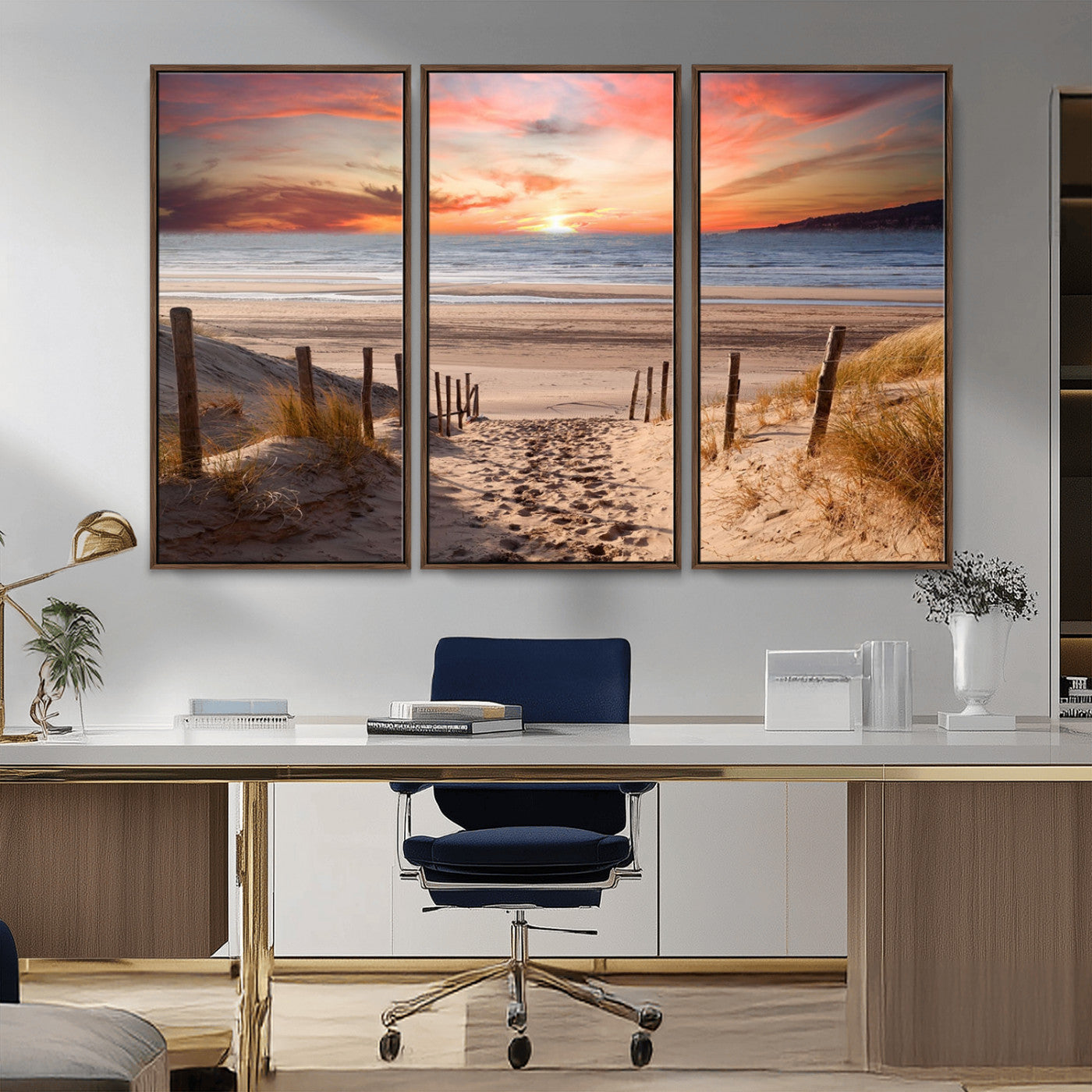 MGV-FC-48X32-3P - Sunset on the Sea Wall Art Canvas Print