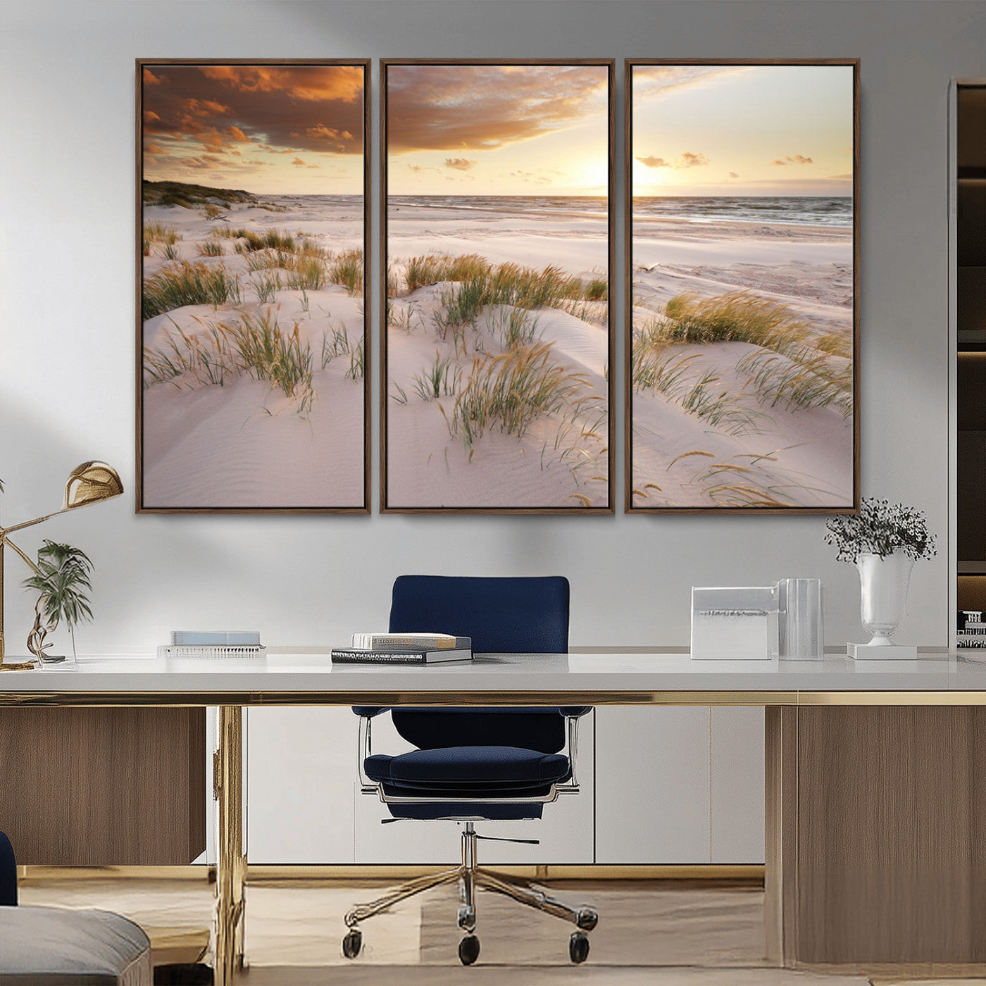 MGV-FC-48X32-3P - Flight Over Coastal Beach Landscape, Flight Over Coastal Beach Print Canvas Wall Art