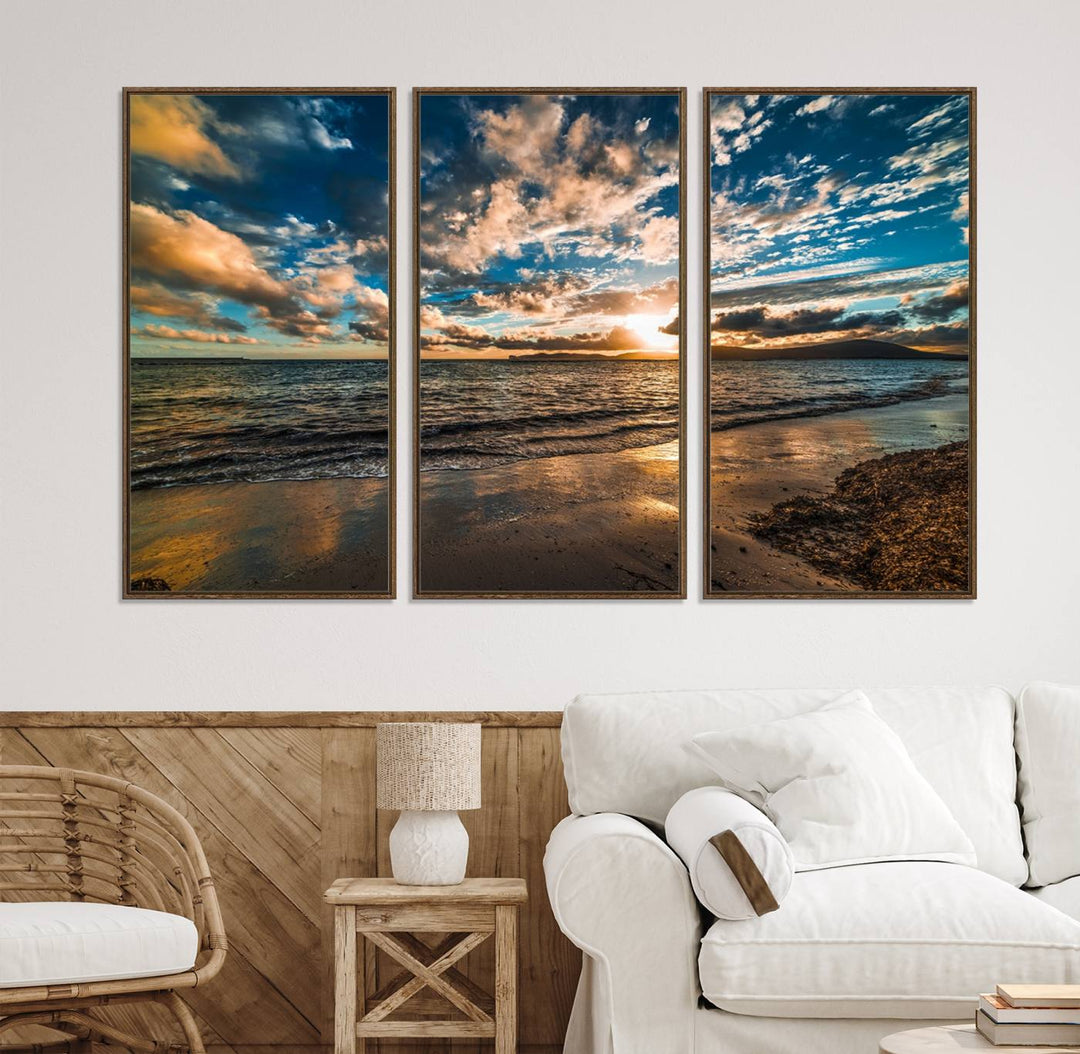 Beach Wall Art - Ocean Sunset Canvas.