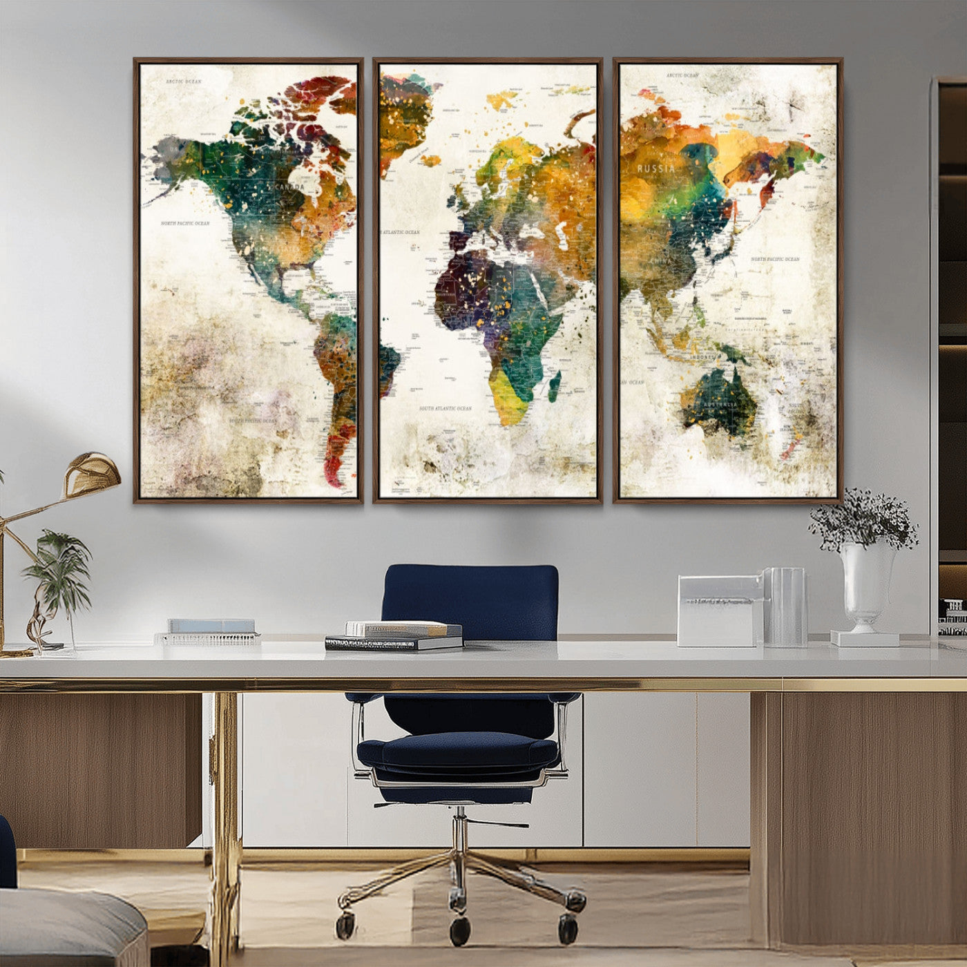 MGV-FC-48X32-3P - Push Pin World Map Canvas Print – Framed Wall Art for Couples to Track Their Travels – Anniversary