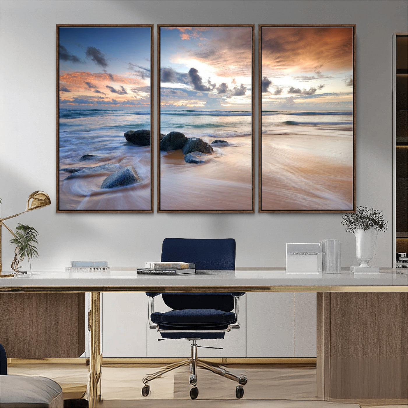 MGV-FC-48X32-3P - Serene Weather On The Beach Wall Art Canvas Print