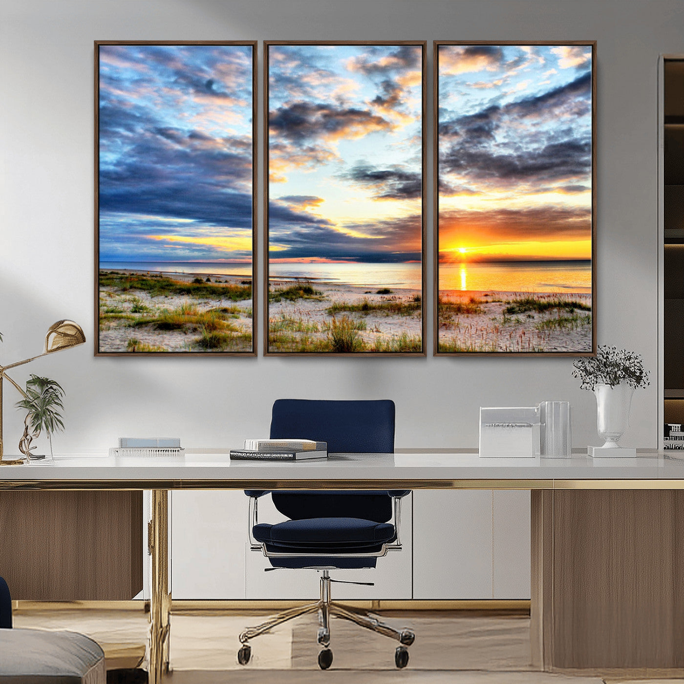 MGV-FC-48X32-3P - Sunset On The Ocean Wall Art Canvas Print