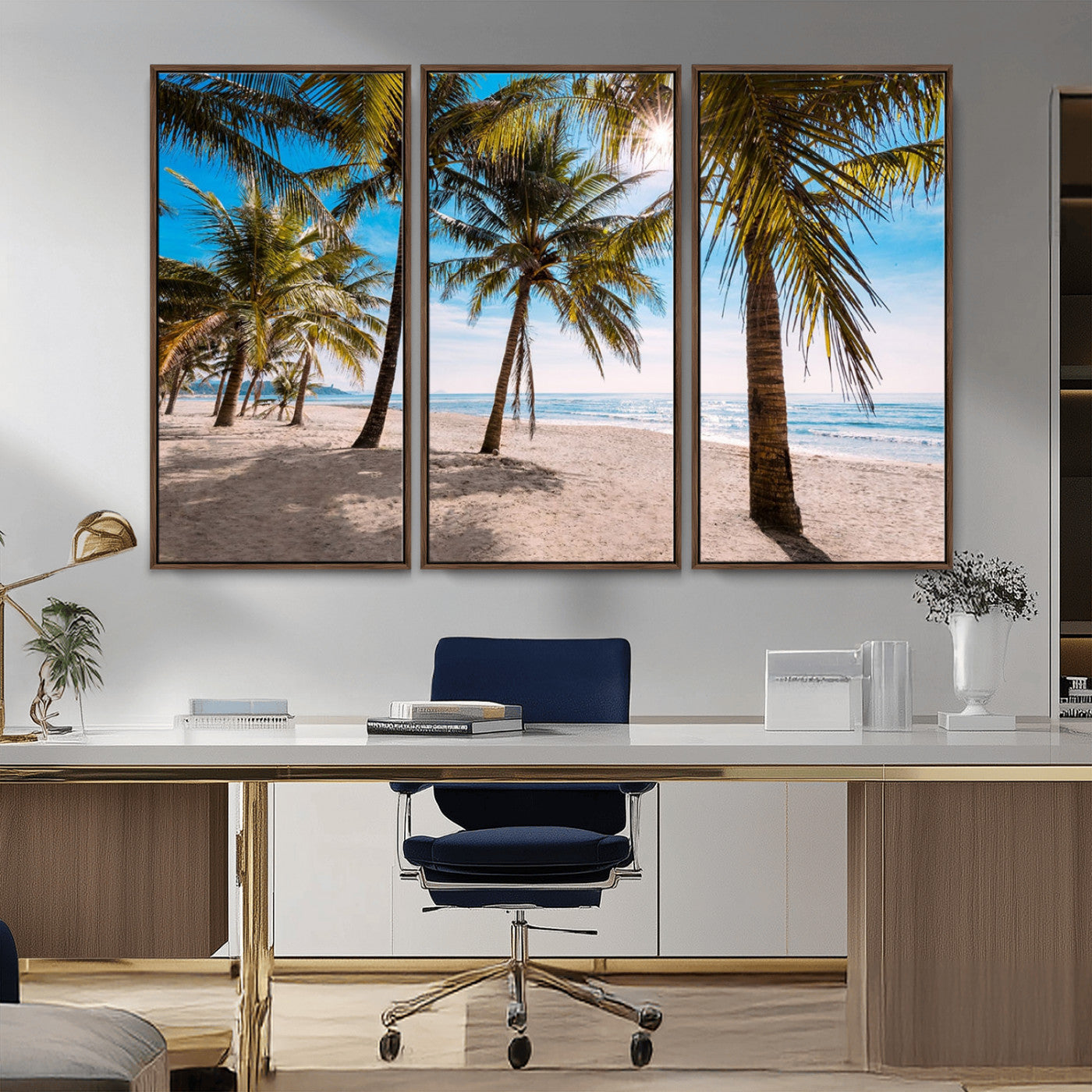 MGV-FC-48X32-3P - Palm Beach Tropical Island Wall Art Canvas Print