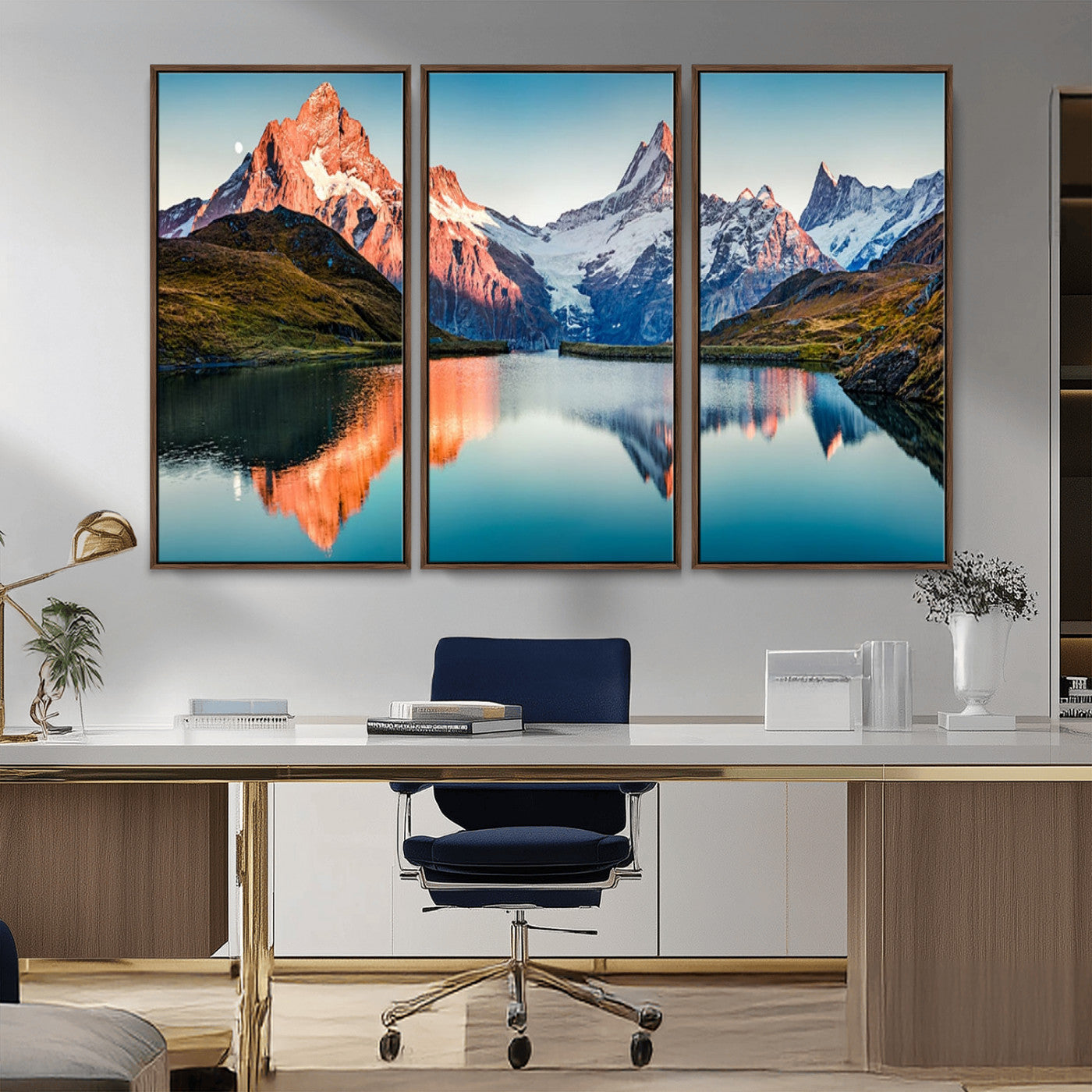 MGV-FC-48X32-3P - Landscape Mountain and Lake View Wall Art Canvas Print