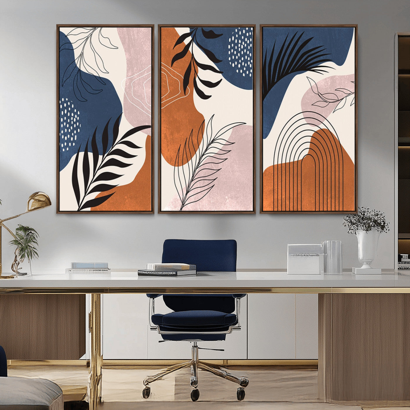 MGV-FC-48X32-3P - Boho Wall Art Canvas Print Set Mid-Century Prints Bohemian Wall Artwork Prints Boho Neutral,