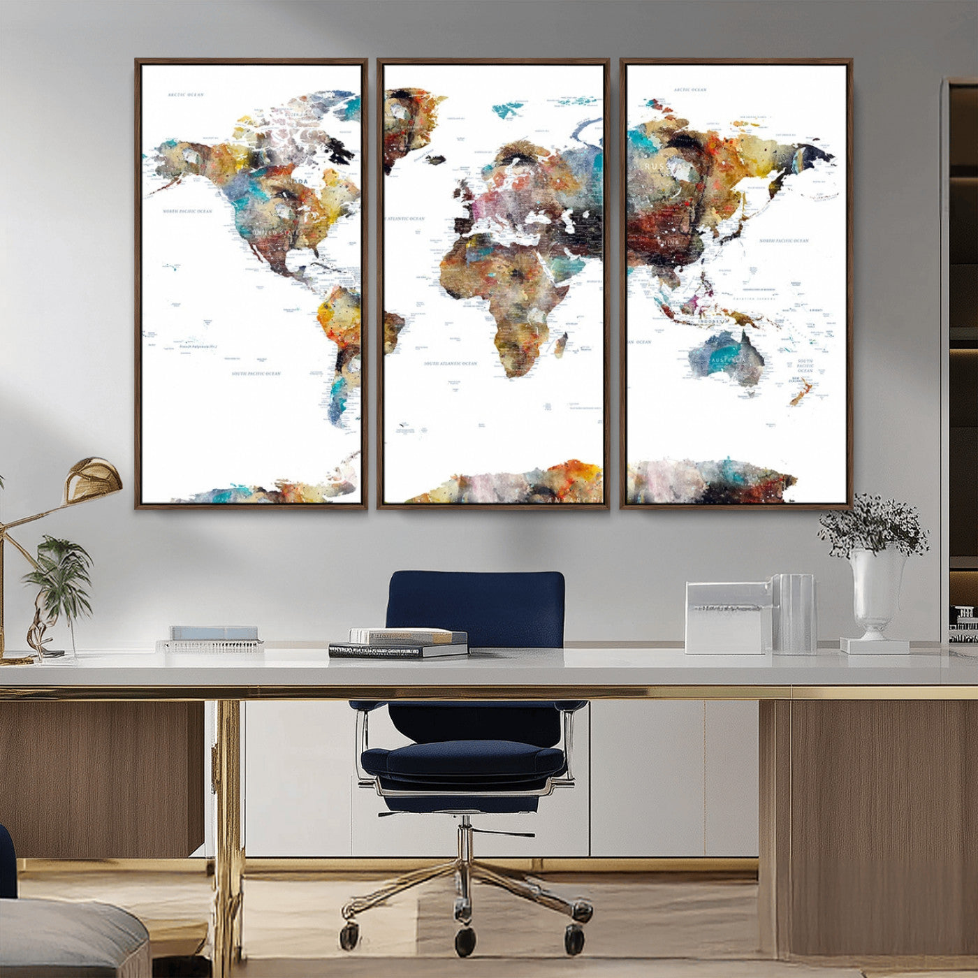 MGV-FC-48X32-3P - Push Pin World Map Canvas Print – Framed Wall Art for Couples to Track Their Travels – Anniversary
