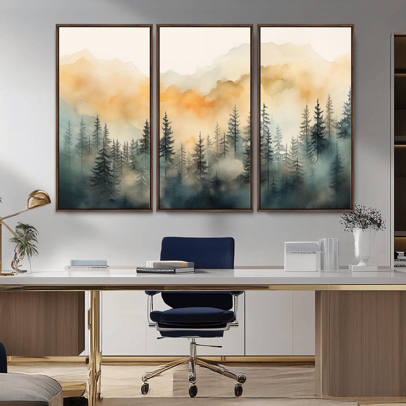 34155-MGV-CV-36X24-Abstract Forest Print - Mountain Wall Art | Autumn Landscape Canvas Print for Living Room, Bedroom, or Office | Large Wall Art Decor