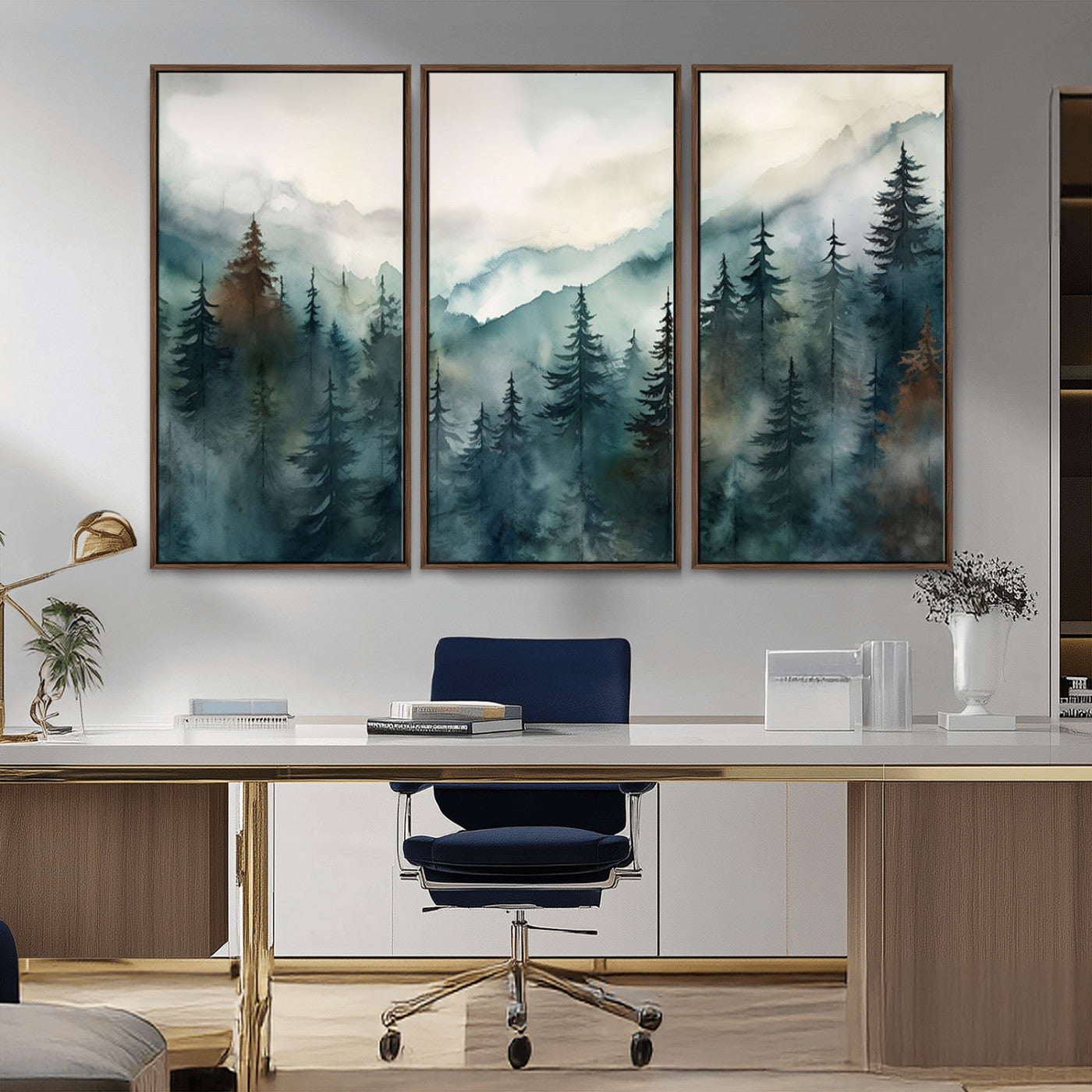 48468-MGV-CV-36X24-Serenity Forest Wall Art Canvas | Foggy Mountain Landscape Canvas Print for Living Room or Office | Nature-Inspired Woodland Decor