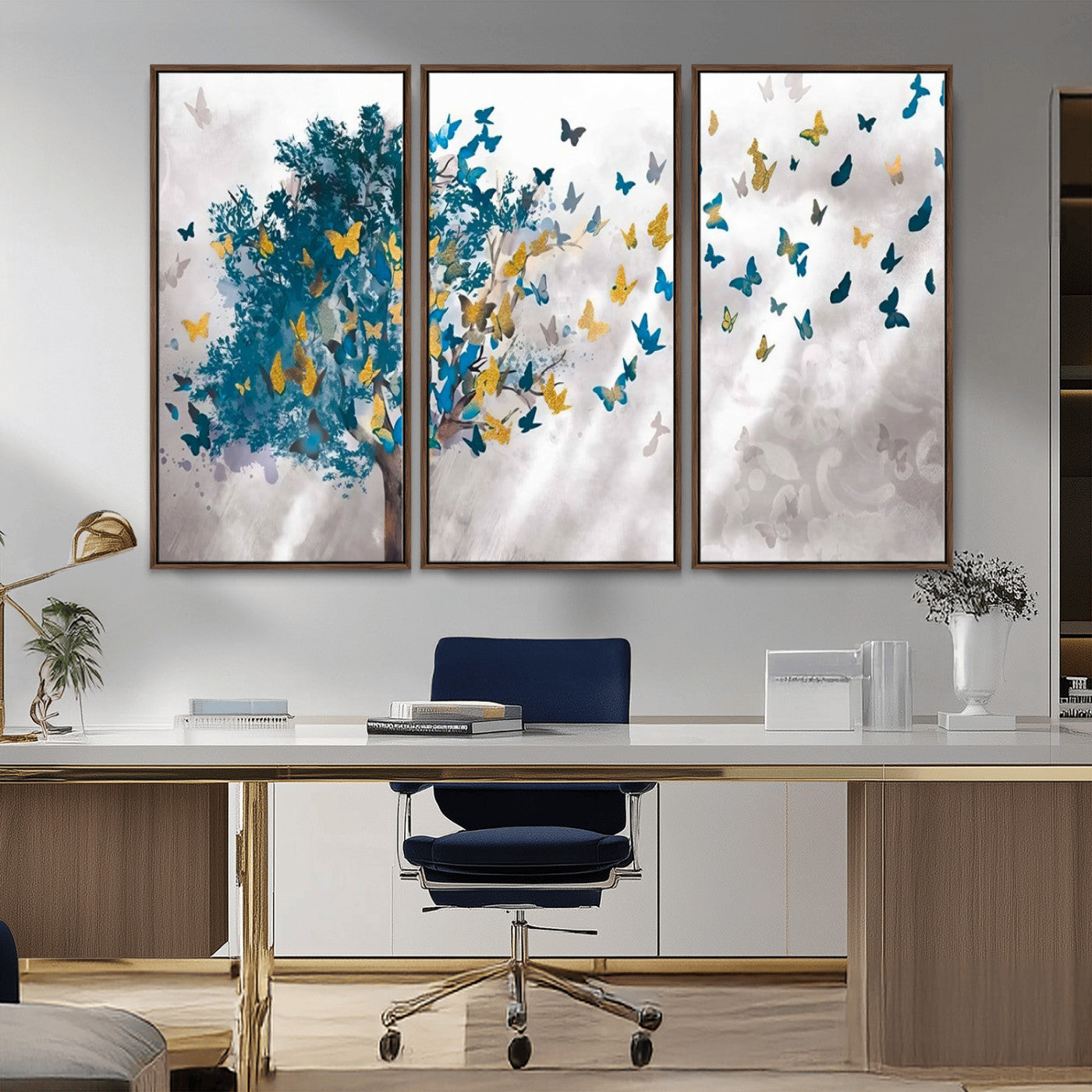MGV-FC-48X32-3P - Tree Butterfly Abstract Tree and Butterfly Wall Art Canvas Print