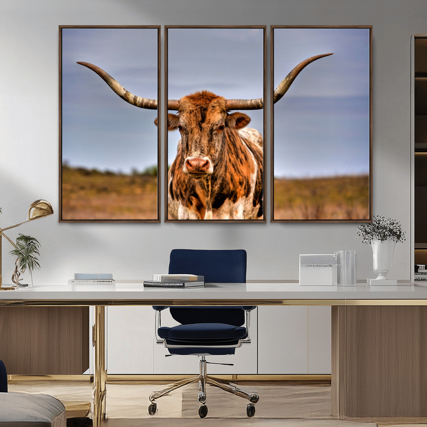 MGV-FC-48X32-3P - Texas Longhorn Wall Art Print