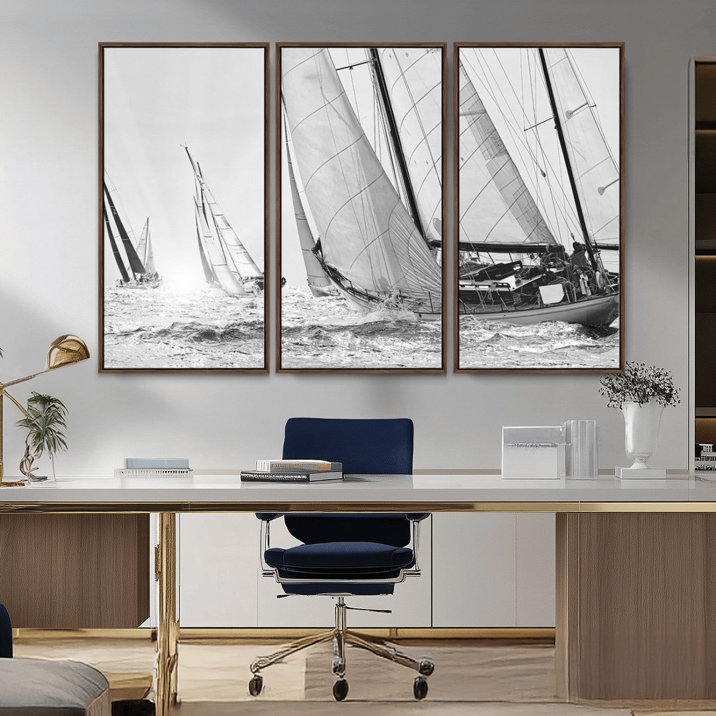 MGV-FC-48X32-3P - Yacht Sailboat Regatta Canvas Wall Art Canvas Print