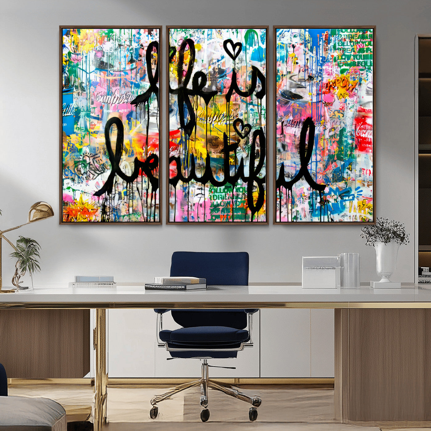MGV-FC-48X32-3P - Life Beautiful Wall Art Canvas Print | Graffiti Wall Art Canvas Print