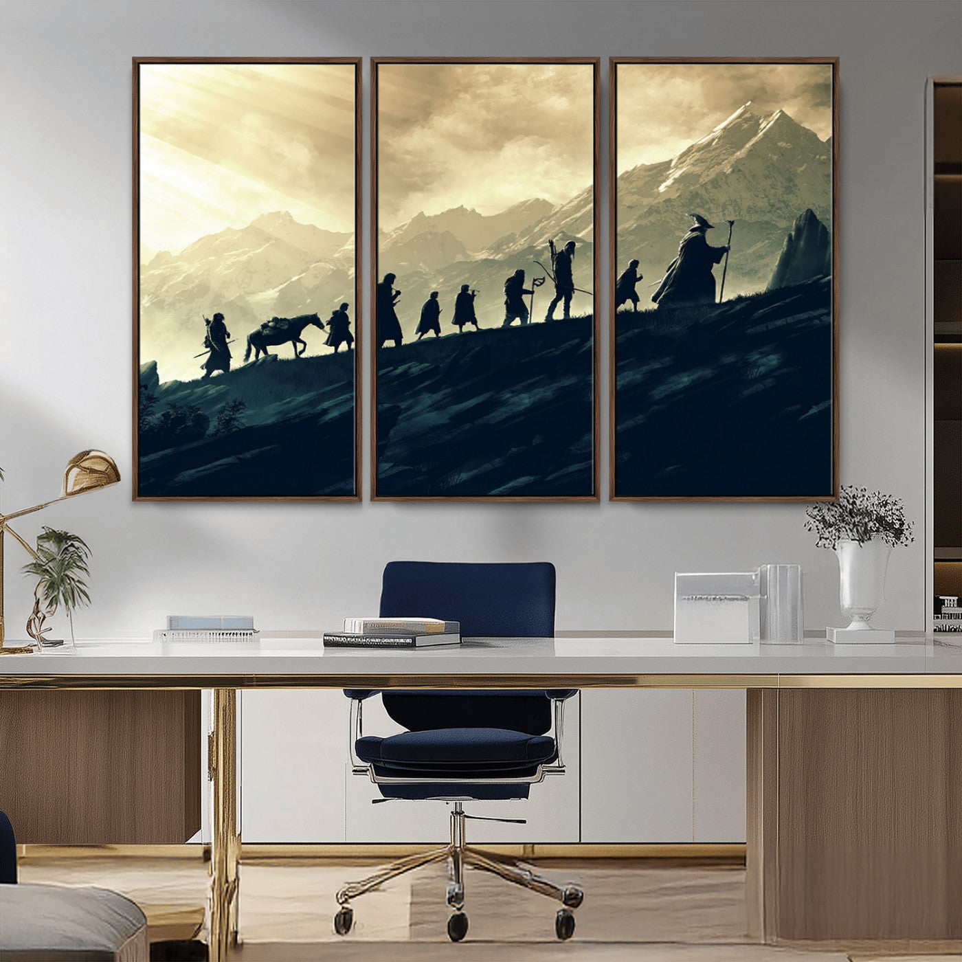 41574-MGV-CV-36X24-Lord of the Rings Silhouette Wall Art Capturing the Epic Quest Through Middle-Earth - The