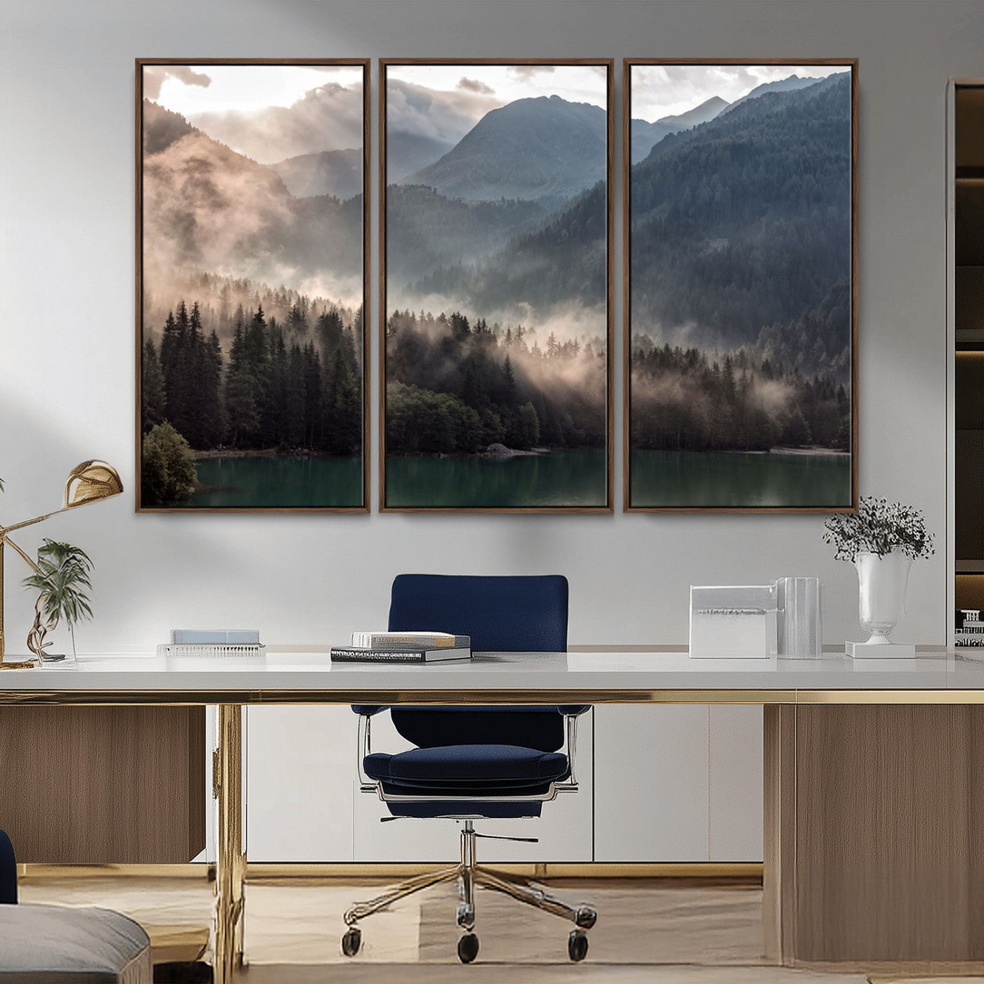 MGV-FC-48X32-3P - Foggy Mountain Canvas Print Forest Wall Art