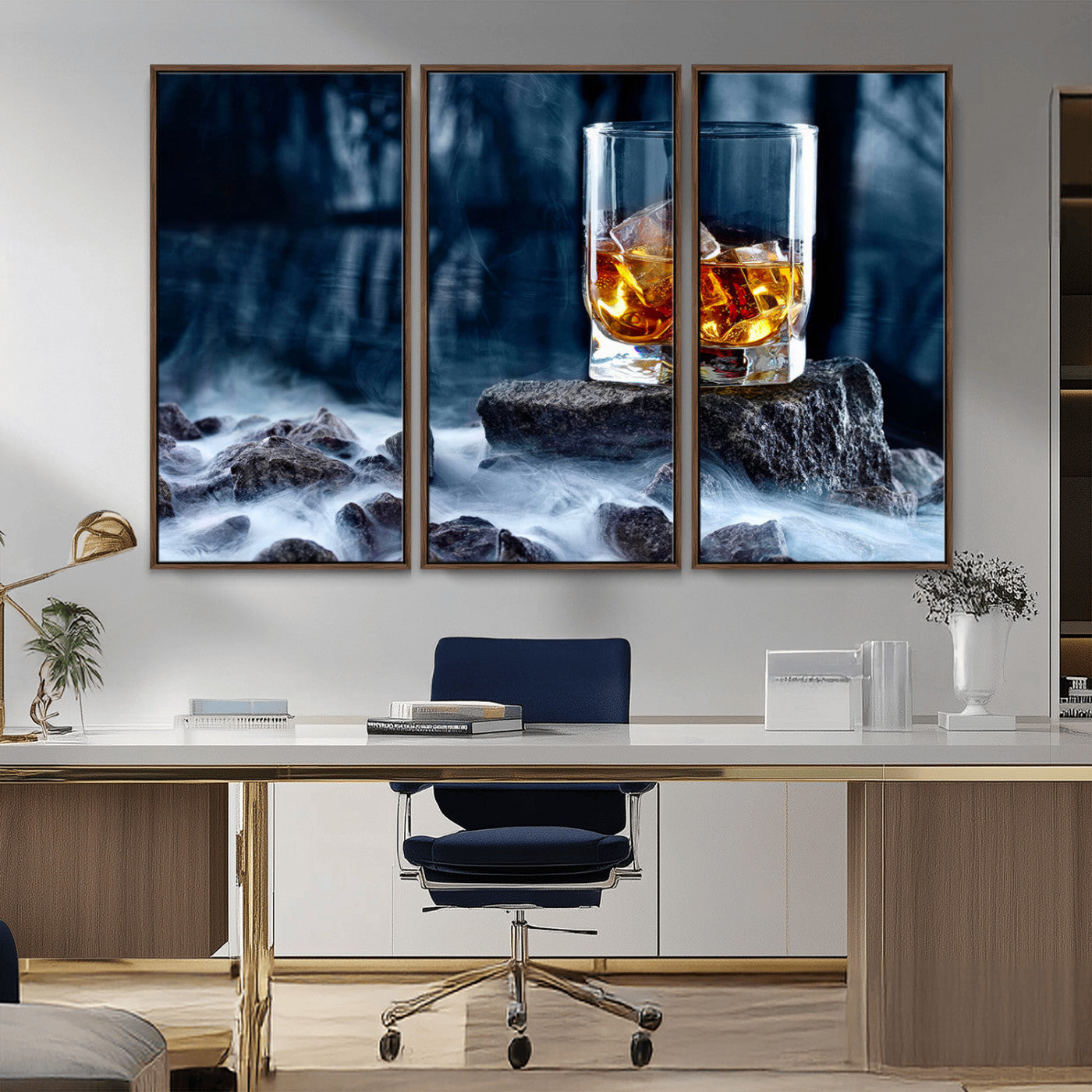 MGV-FC-48X32-3P - Whiskey Ice Wall Art Canvas Print