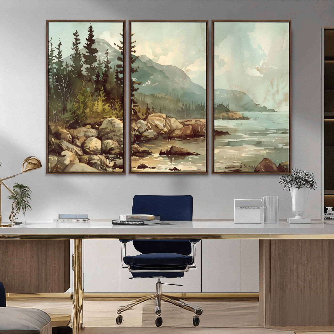 MGV-FC-48X32-3P - Abstract Acadia National Park Wall Art Canvas Print - Stunning 3-Panel Wall Art Canvas Print, Framed, Ready to Hang