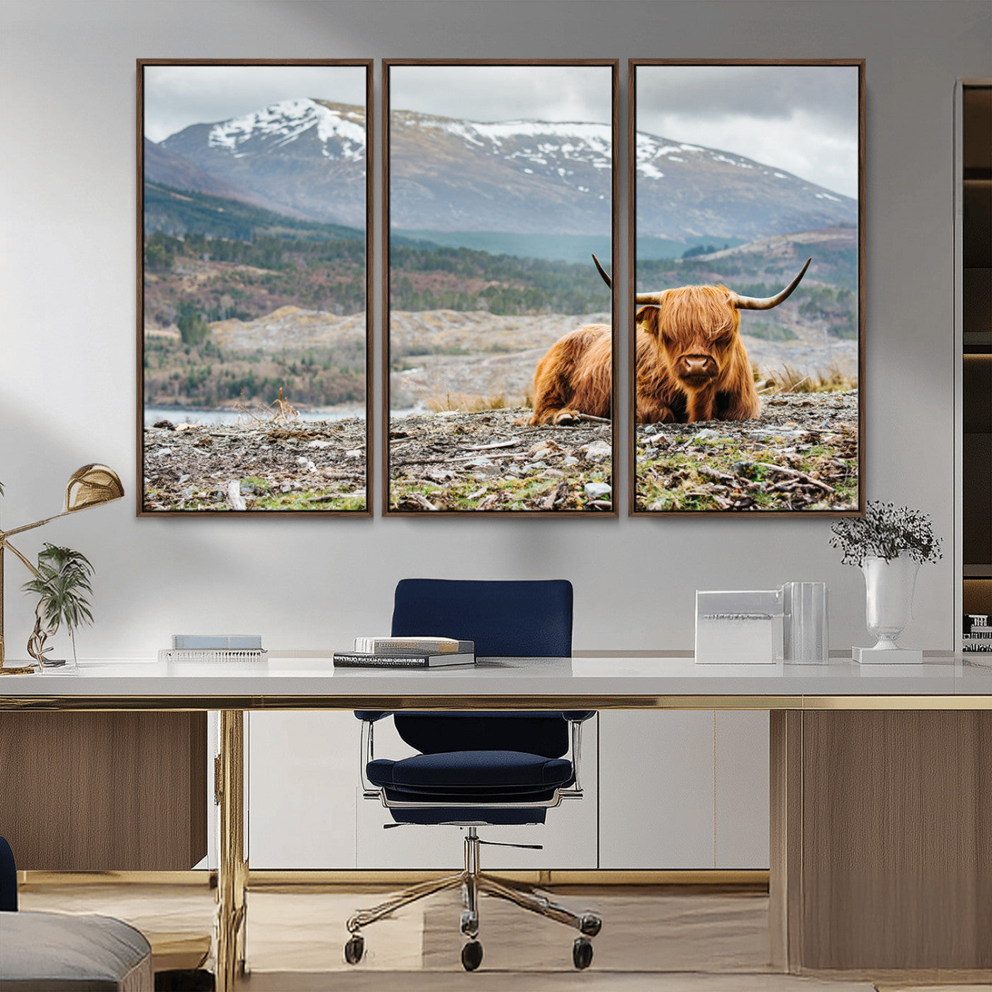 -Highland Cow Horn Farm Wall Art Canvas Print