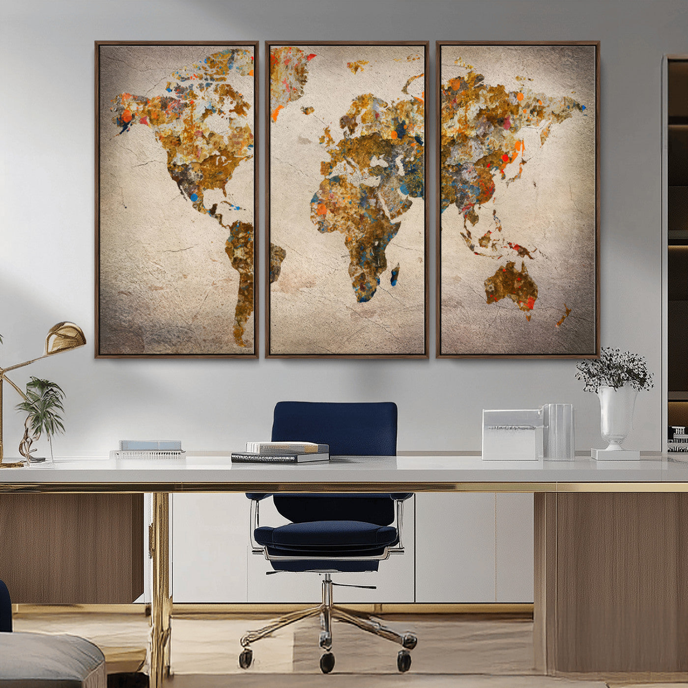 MGV-FC-48X32-3P - Push Pin World Map Canvas Print – Framed Wall Art for Couples to Track Their Travels – Anniversary