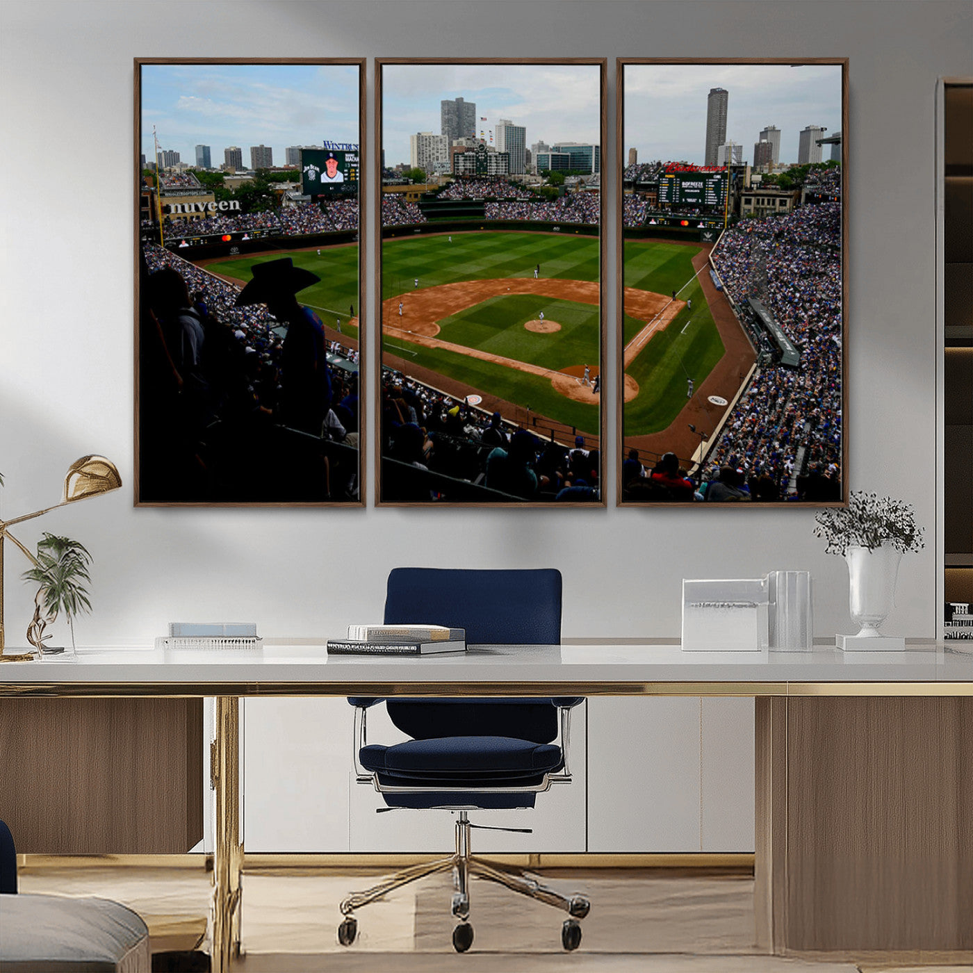 MGV-FC-48X32-3P - Chicago Cubs Baseball Team Print - Wrigley Field Stadium Wall Art Canvas Print