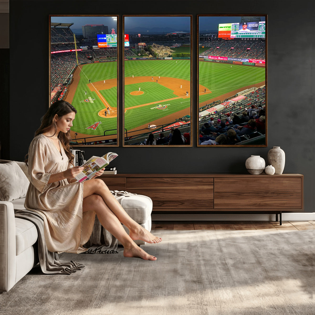 93707-MGV-CV-36X24 - Angel Stadium Aerial Canvas Print | Los Angeles Angels Baseball